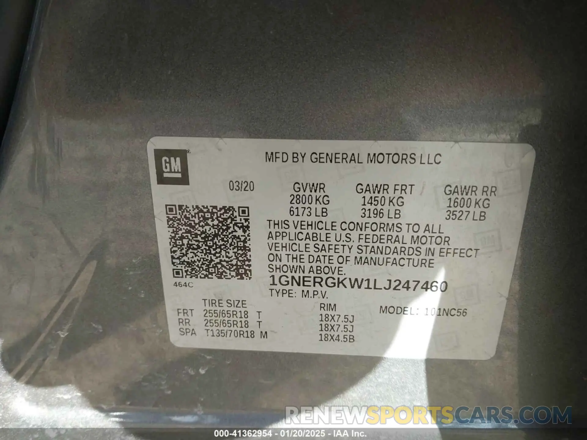 9 Photograph of a damaged car 1GNERGKW1LJ247460 CHEVROLET TRAVERSE 2020