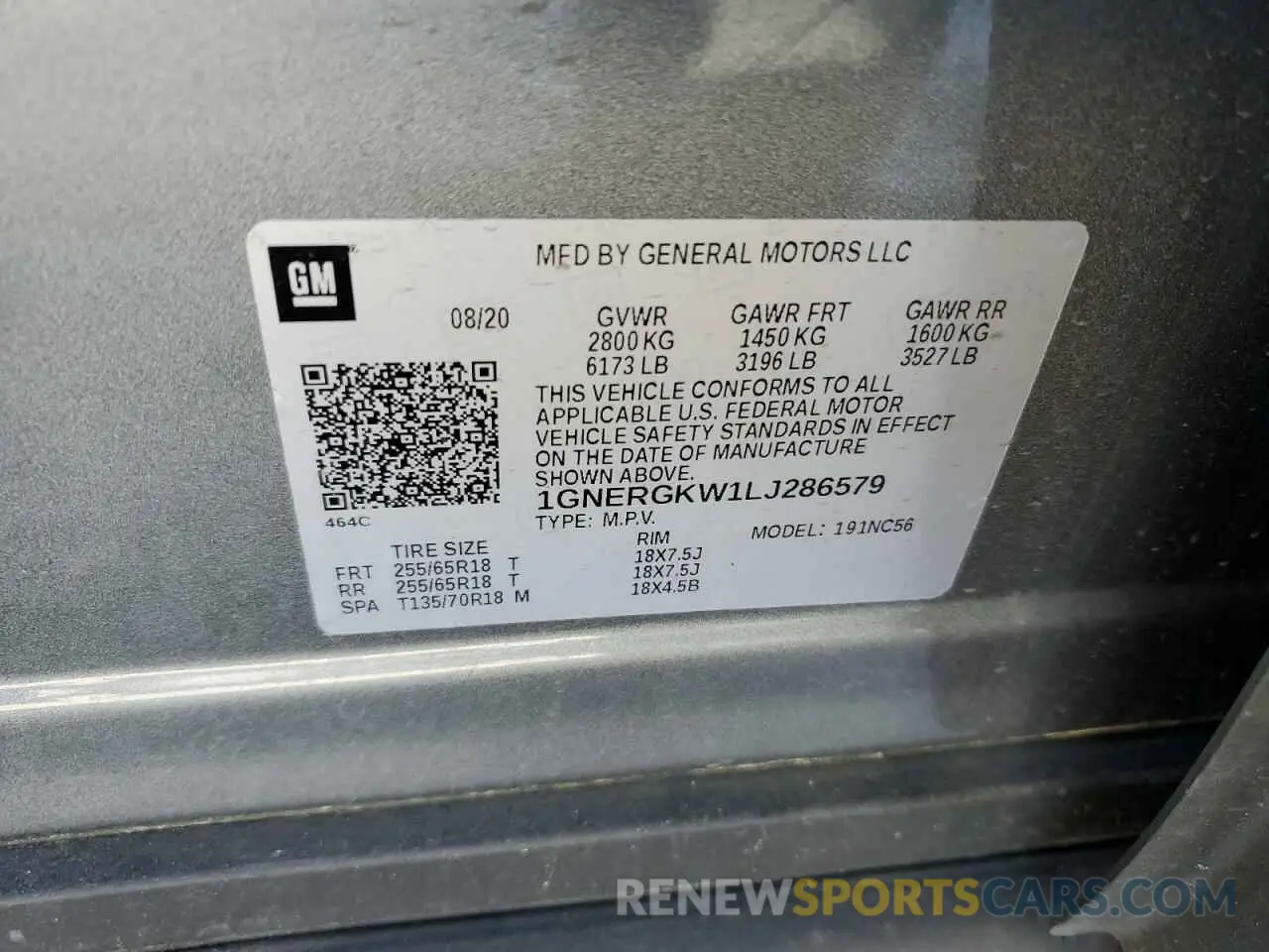 15 Photograph of a damaged car 1GNERGKW1LJ286579 CHEVROLET TRAVERSE 2020