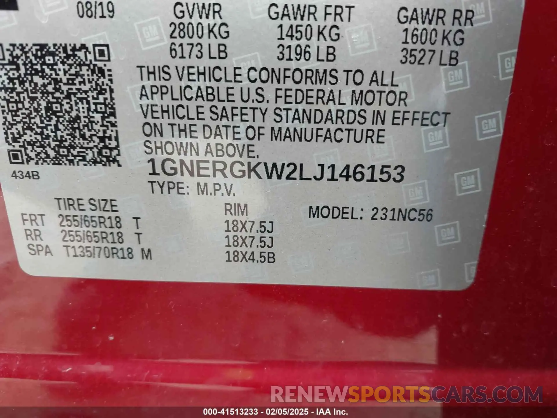 9 Photograph of a damaged car 1GNERGKW2LJ146153 CHEVROLET TRAVERSE 2020