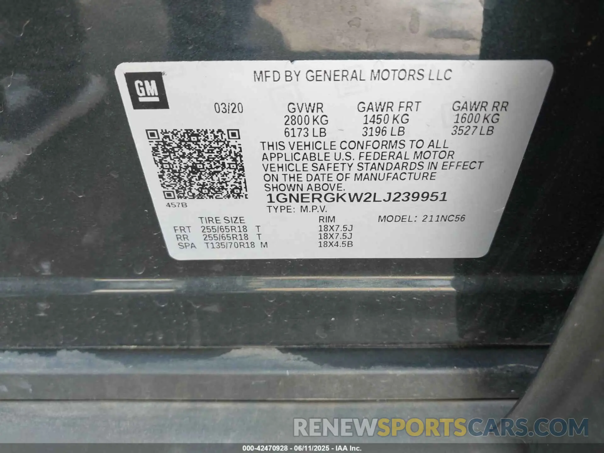 9 Photograph of a damaged car 1GNERGKW2LJ239951 CHEVROLET TRAVERSE 2020
