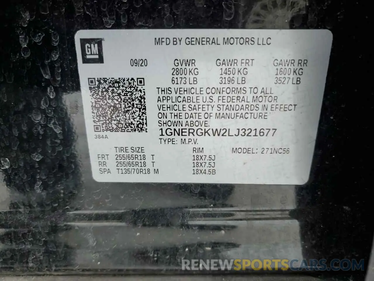 13 Photograph of a damaged car 1GNERGKW2LJ321677 CHEVROLET TRAVERSE 2020