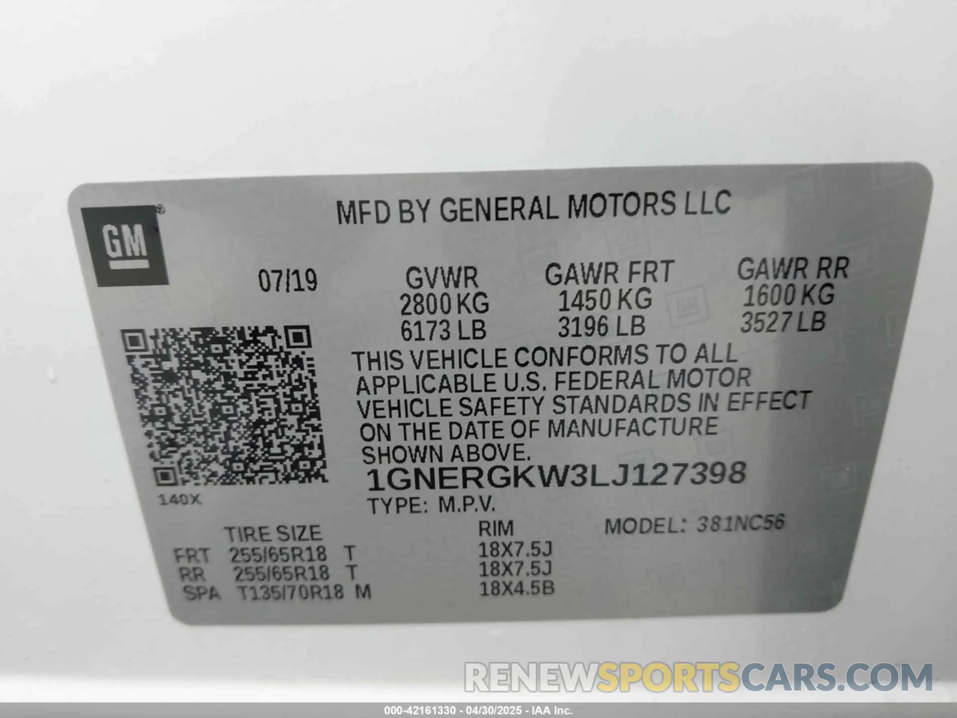 9 Photograph of a damaged car 1GNERGKW3LJ127398 CHEVROLET TRAVERSE 2020