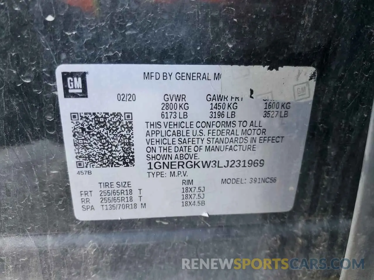 14 Photograph of a damaged car 1GNERGKW3LJ231969 CHEVROLET TRAVERSE 2020