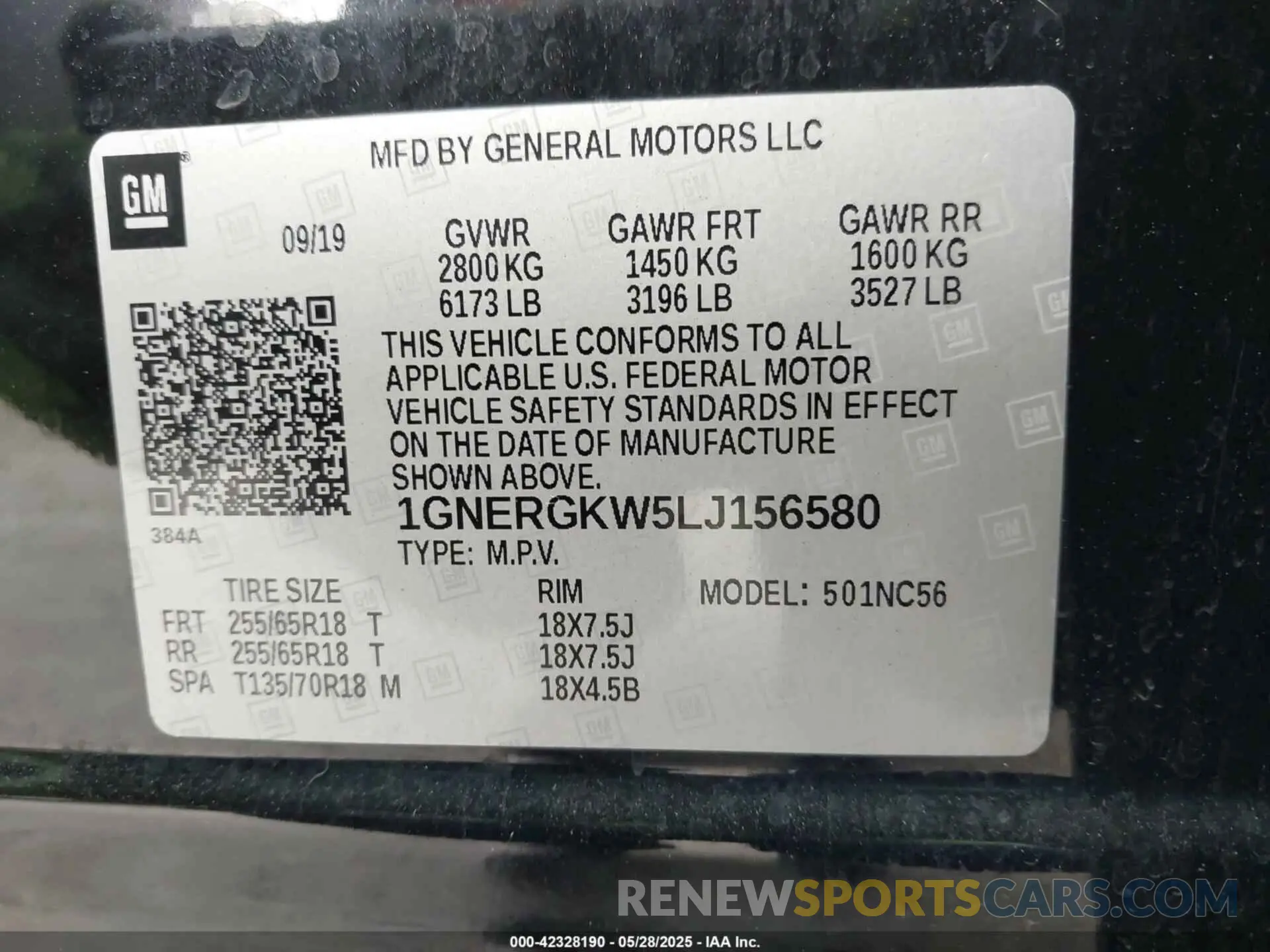 9 Photograph of a damaged car 1GNERGKW5LJ156580 CHEVROLET TRAVERSE 2020