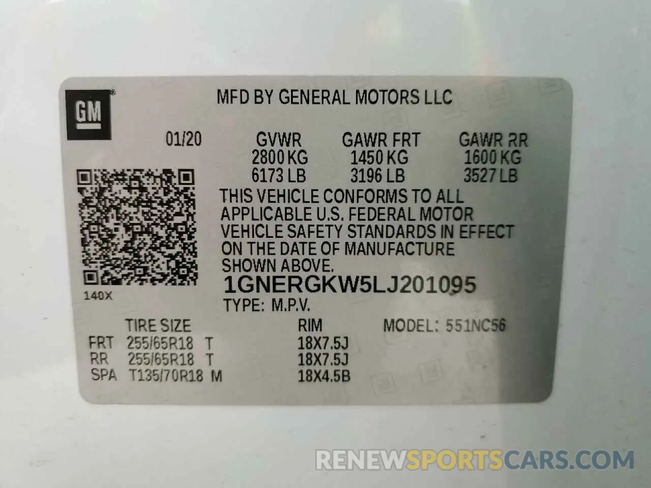 14 Photograph of a damaged car 1GNERGKW5LJ201095 CHEVROLET TRAVERSE 2020