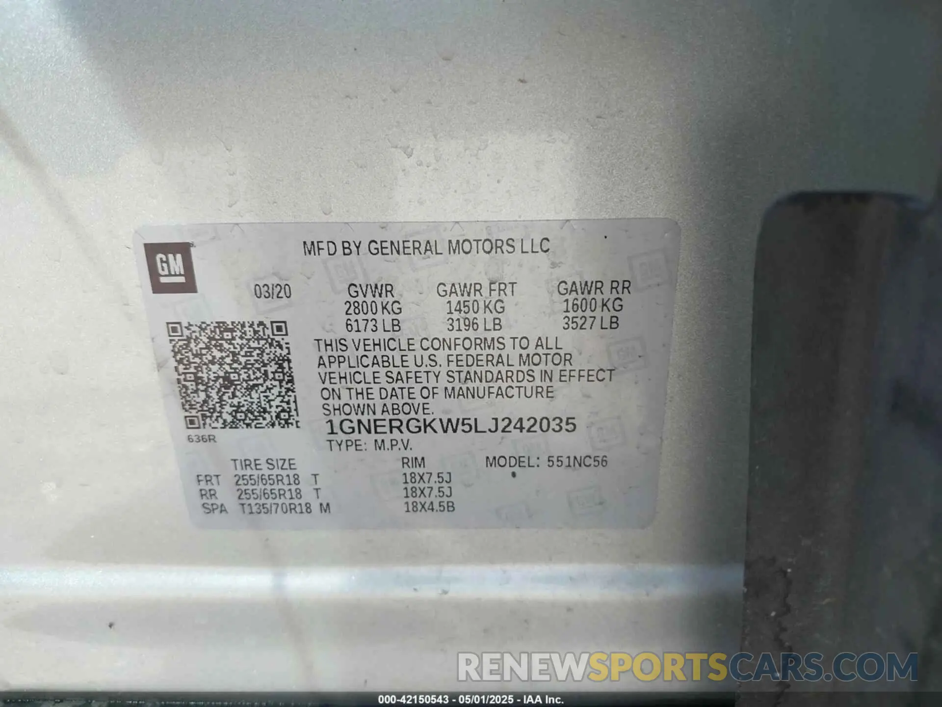 9 Photograph of a damaged car 1GNERGKW5LJ242035 CHEVROLET TRAVERSE 2020