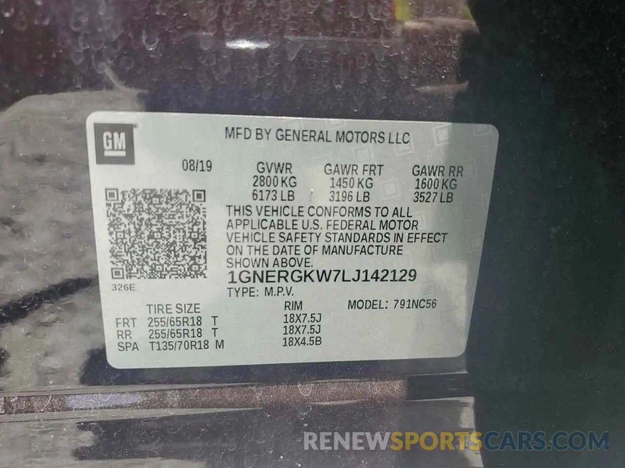 13 Photograph of a damaged car 1GNERGKW7LJ142129 CHEVROLET TRAVERSE 2020