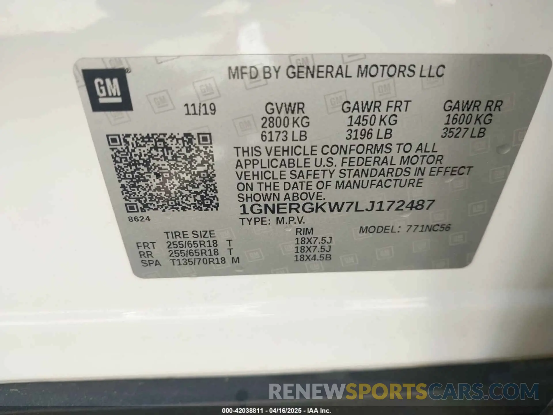 9 Photograph of a damaged car 1GNERGKW7LJ172487 CHEVROLET TRAVERSE 2020