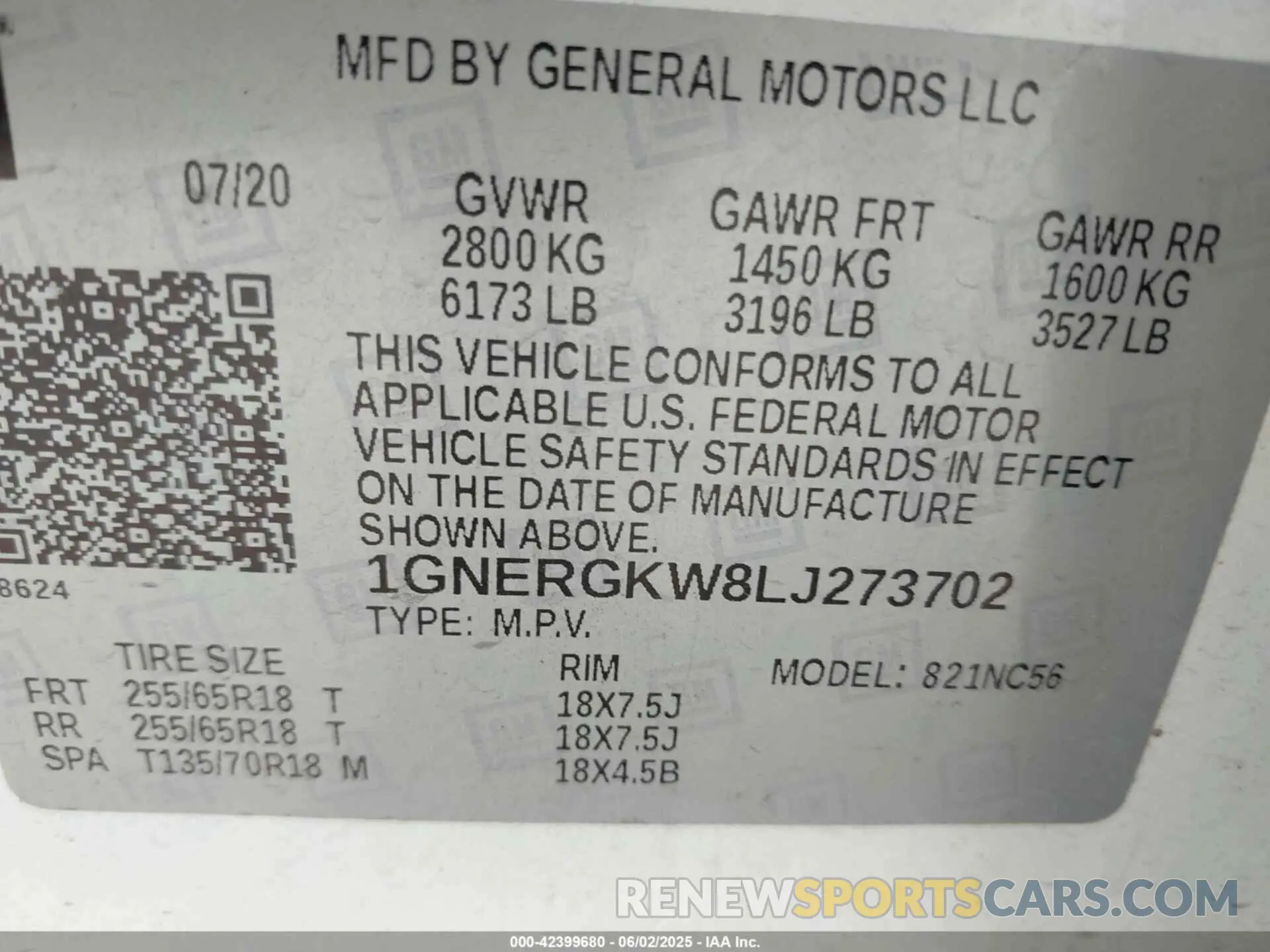9 Photograph of a damaged car 1GNERGKW8LJ273702 CHEVROLET TRAVERSE 2020