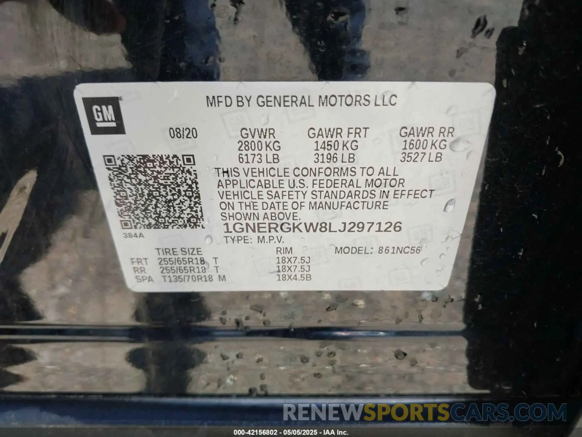 9 Photograph of a damaged car 1GNERGKW8LJ297126 CHEVROLET TRAVERSE 2020