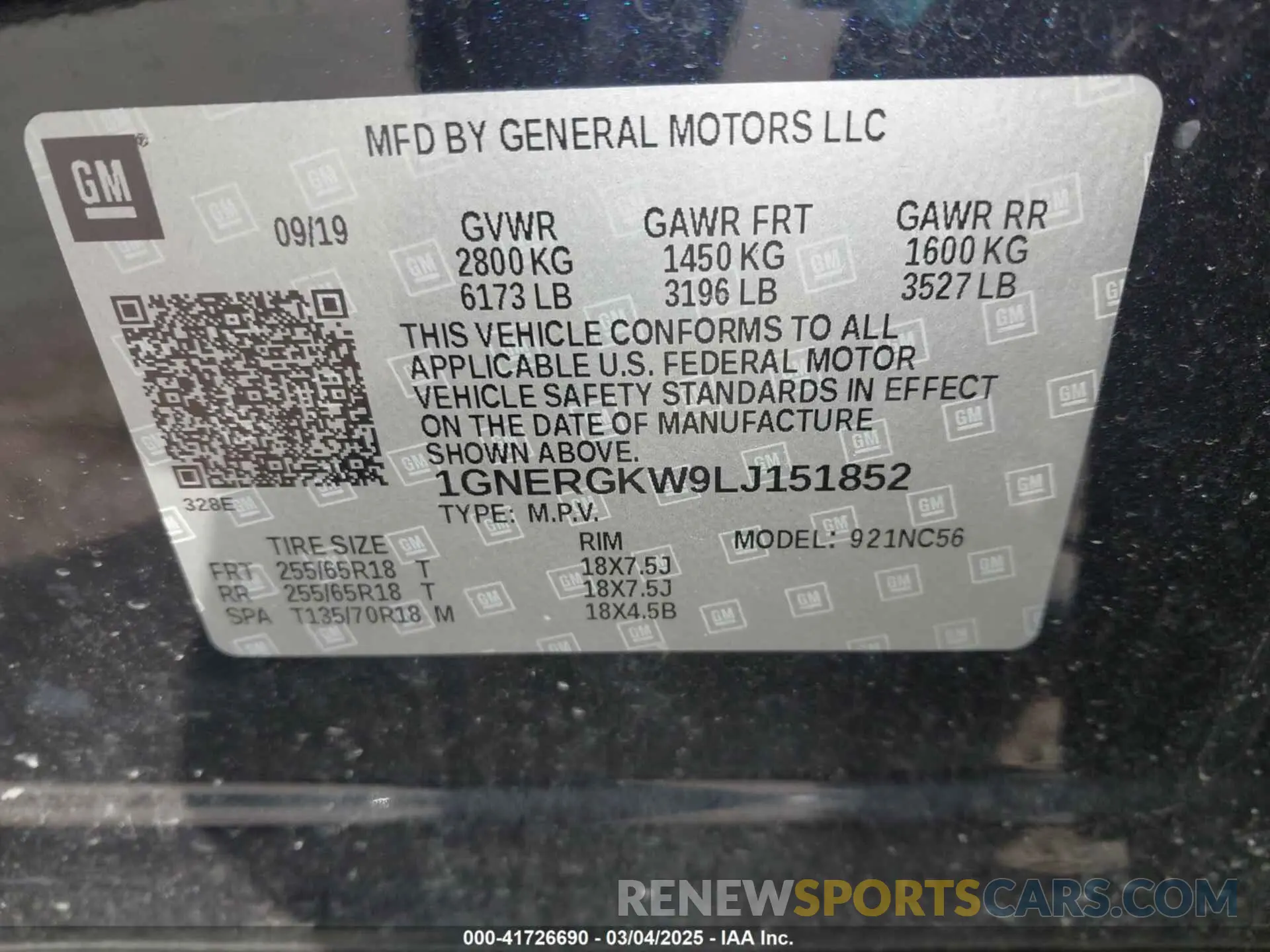 9 Photograph of a damaged car 1GNERGKW9LJ151852 CHEVROLET TRAVERSE 2020