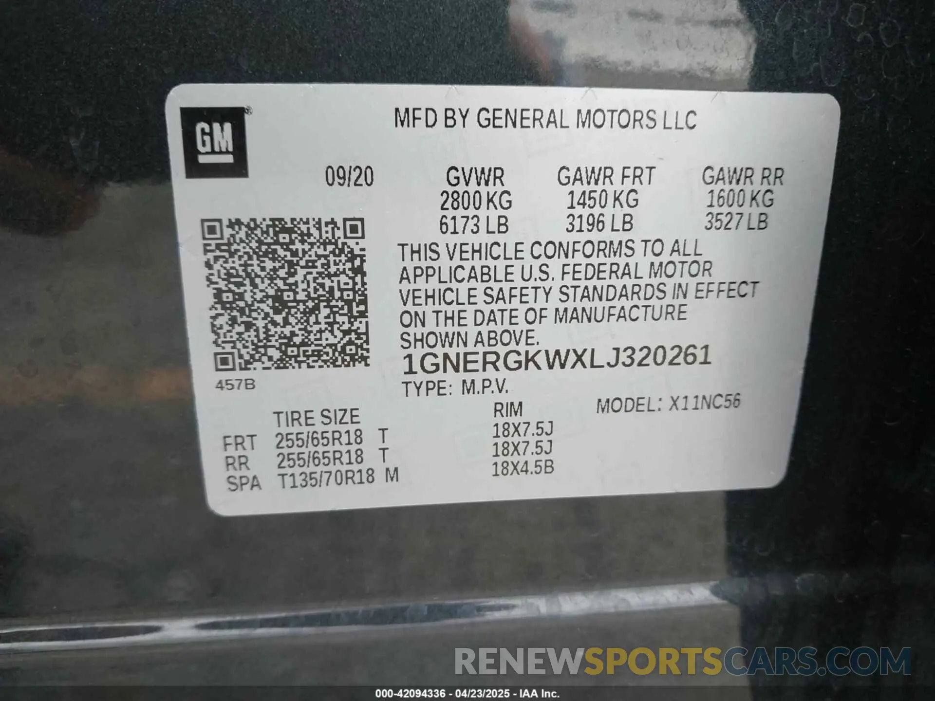 9 Photograph of a damaged car 1GNERGKWXLJ320261 CHEVROLET TRAVERSE 2020