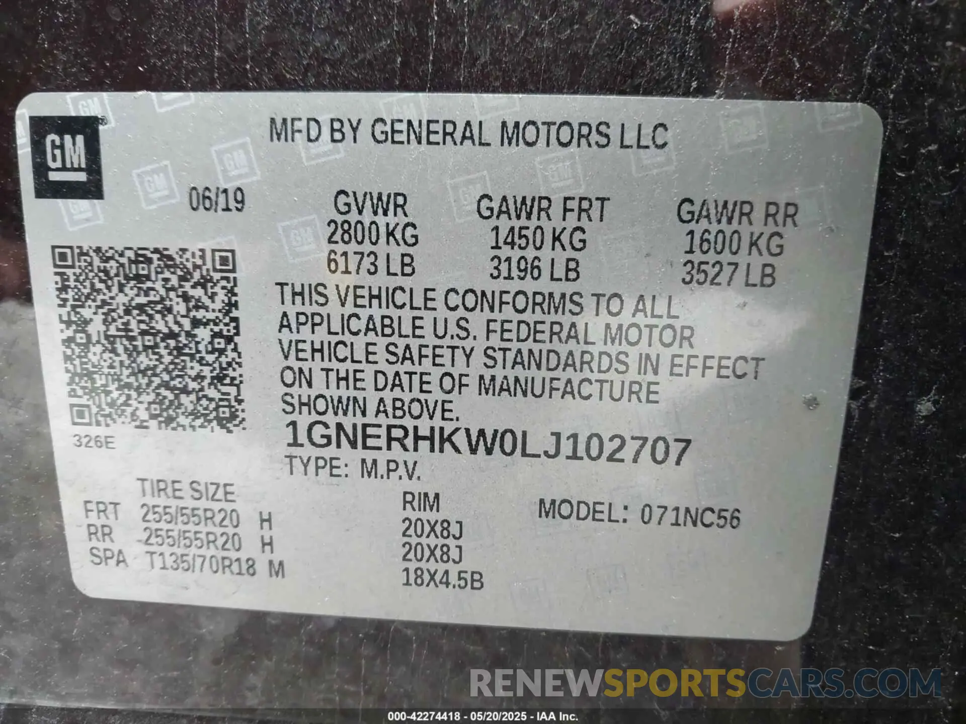 9 Photograph of a damaged car 1GNERHKW0LJ102707 CHEVROLET TRAVERSE 2020