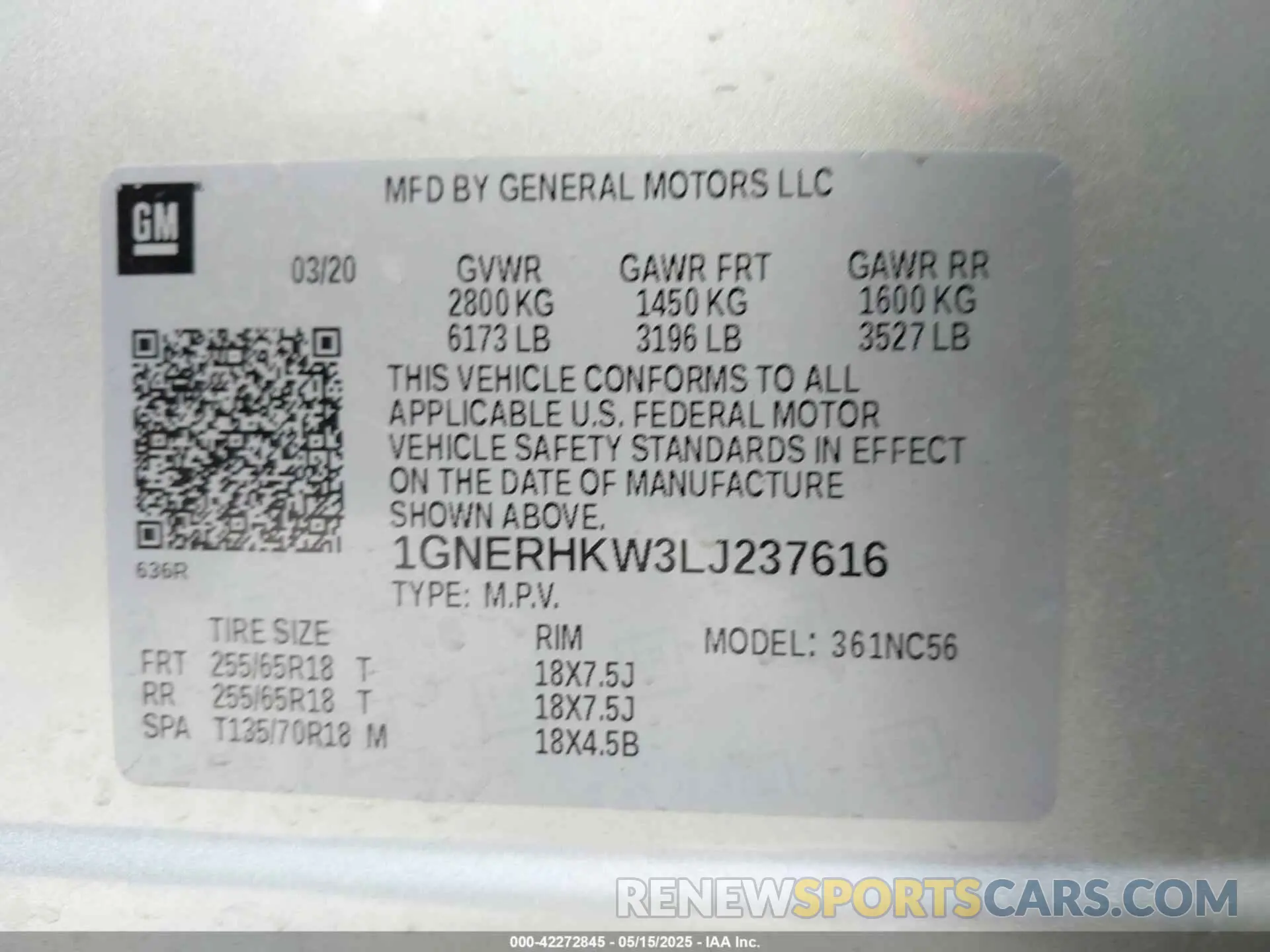 9 Photograph of a damaged car 1GNERHKW3LJ237616 CHEVROLET TRAVERSE 2020