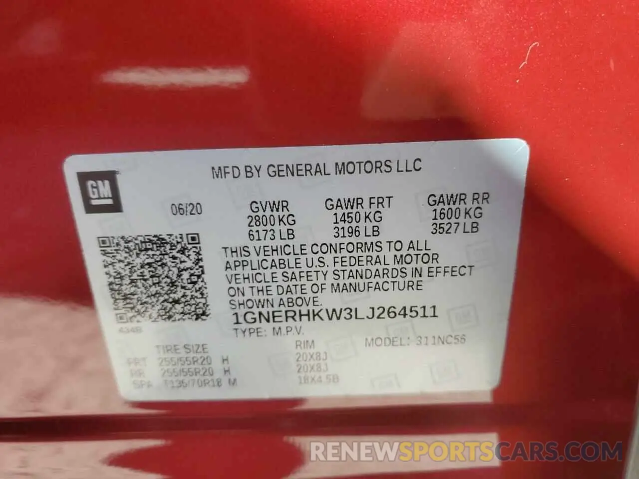 14 Photograph of a damaged car 1GNERHKW3LJ264511 CHEVROLET TRAVERSE 2020