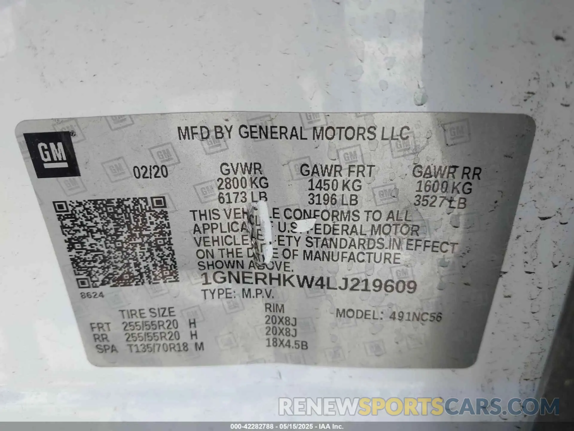 9 Photograph of a damaged car 1GNERHKW4LJ219609 CHEVROLET TRAVERSE 2020