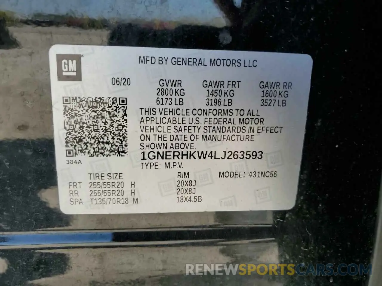 13 Photograph of a damaged car 1GNERHKW4LJ263593 CHEVROLET TRAVERSE 2020