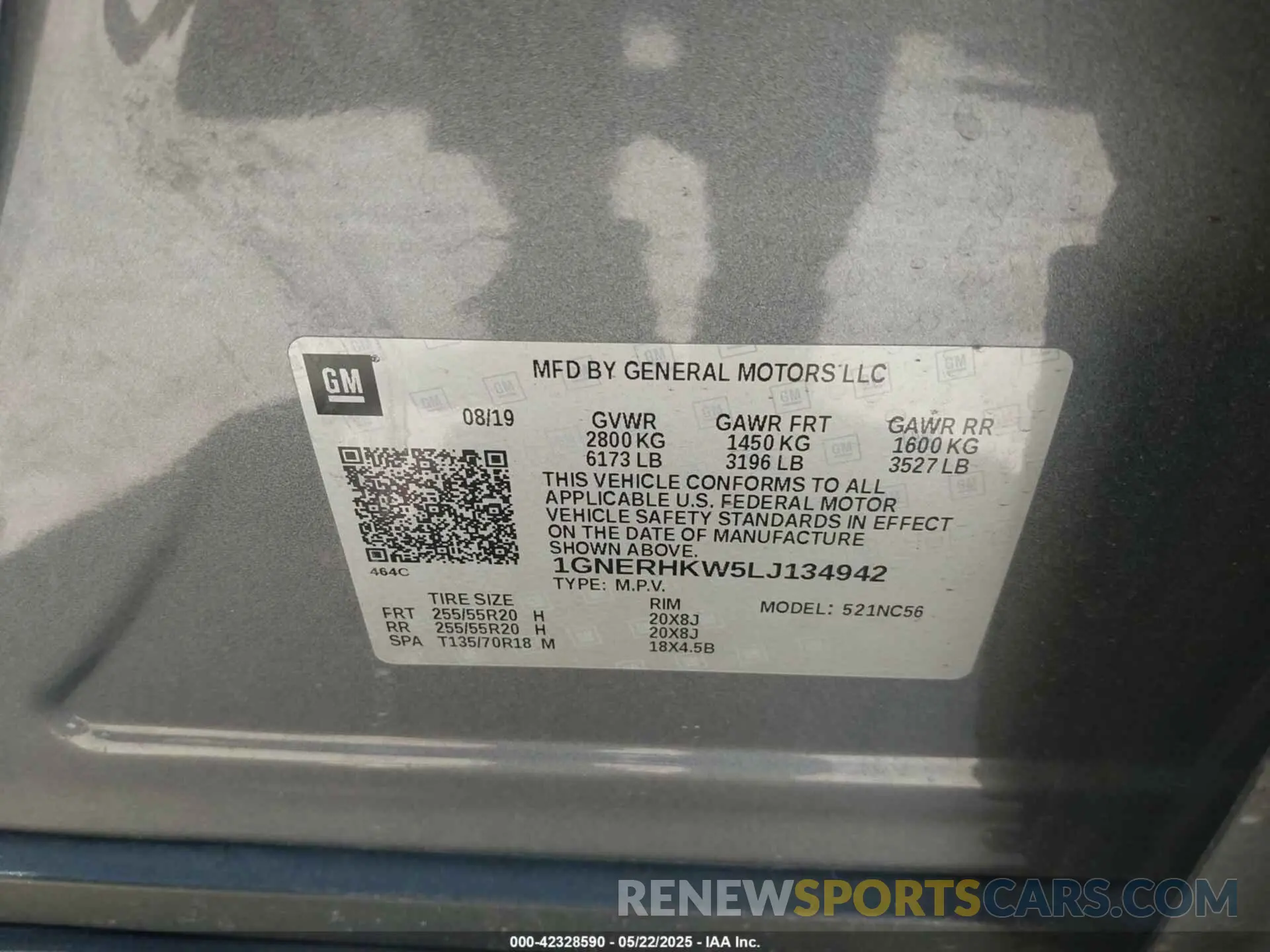 9 Photograph of a damaged car 1GNERHKW5LJ134942 CHEVROLET TRAVERSE 2020