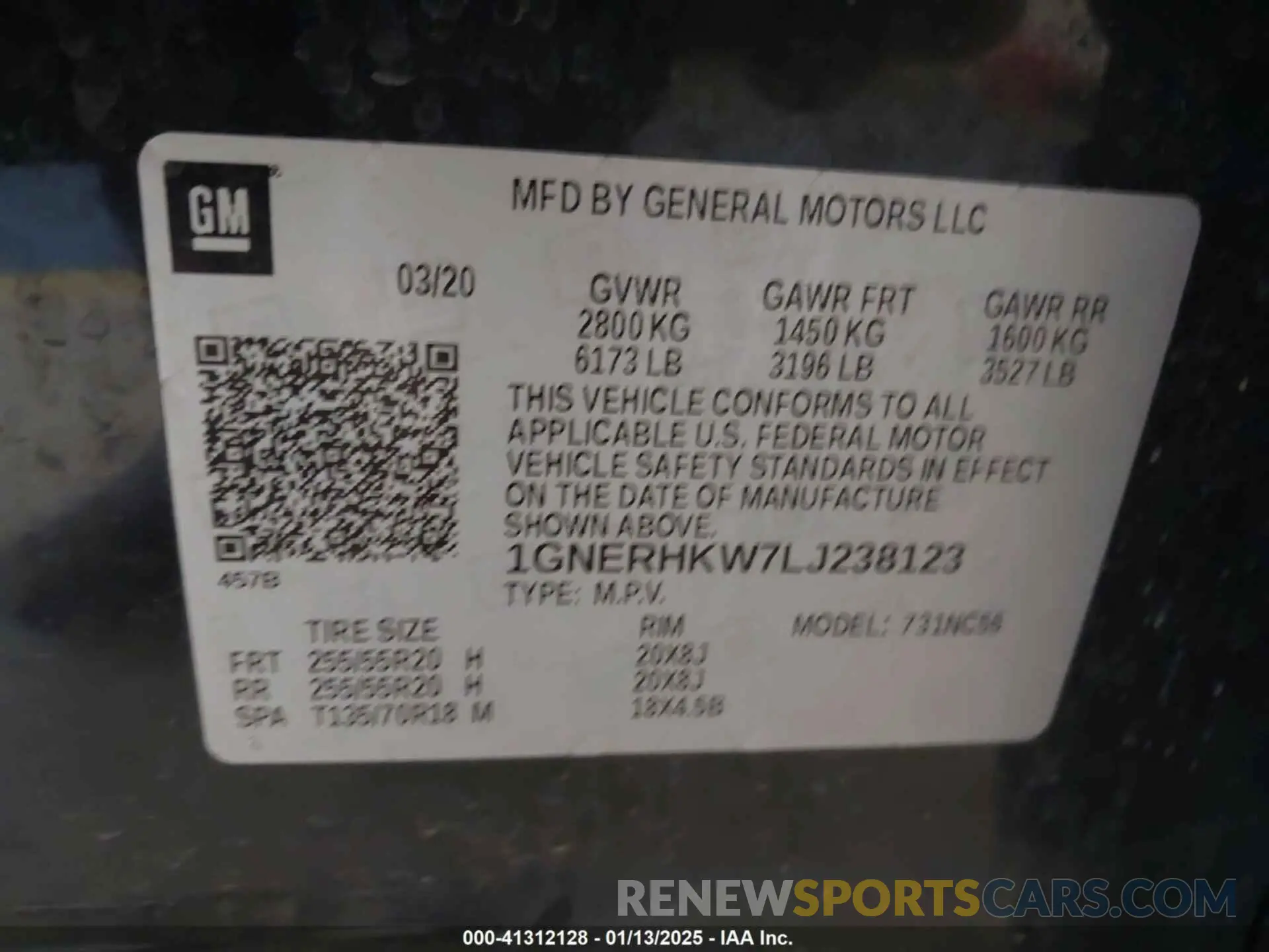 9 Photograph of a damaged car 1GNERHKW7LJ238123 CHEVROLET TRAVERSE 2020