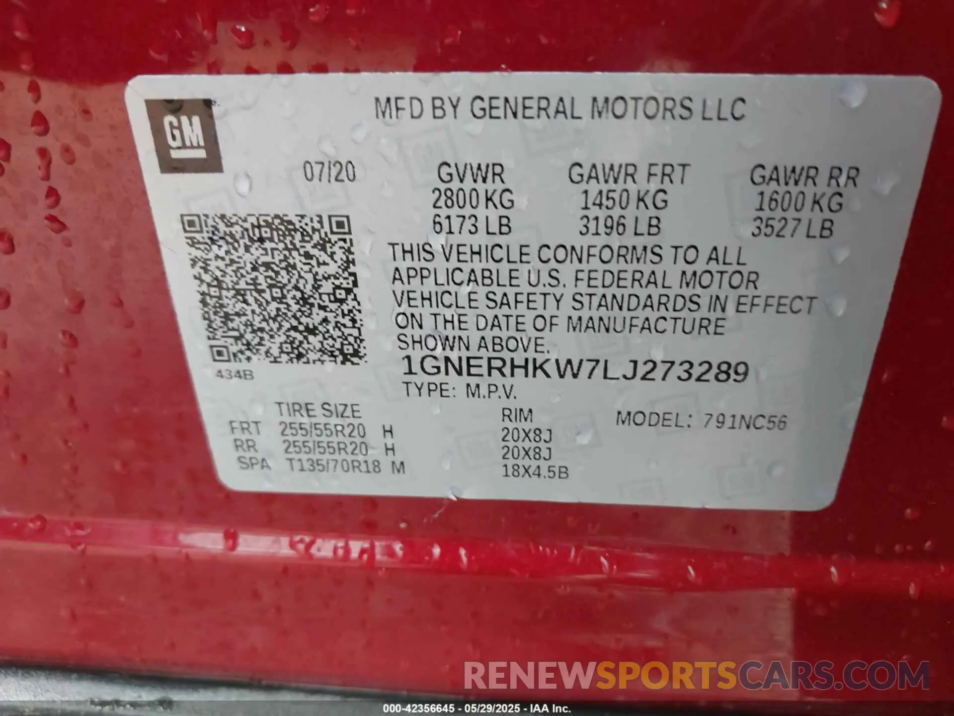 9 Photograph of a damaged car 1GNERHKW7LJ273289 CHEVROLET TRAVERSE 2020