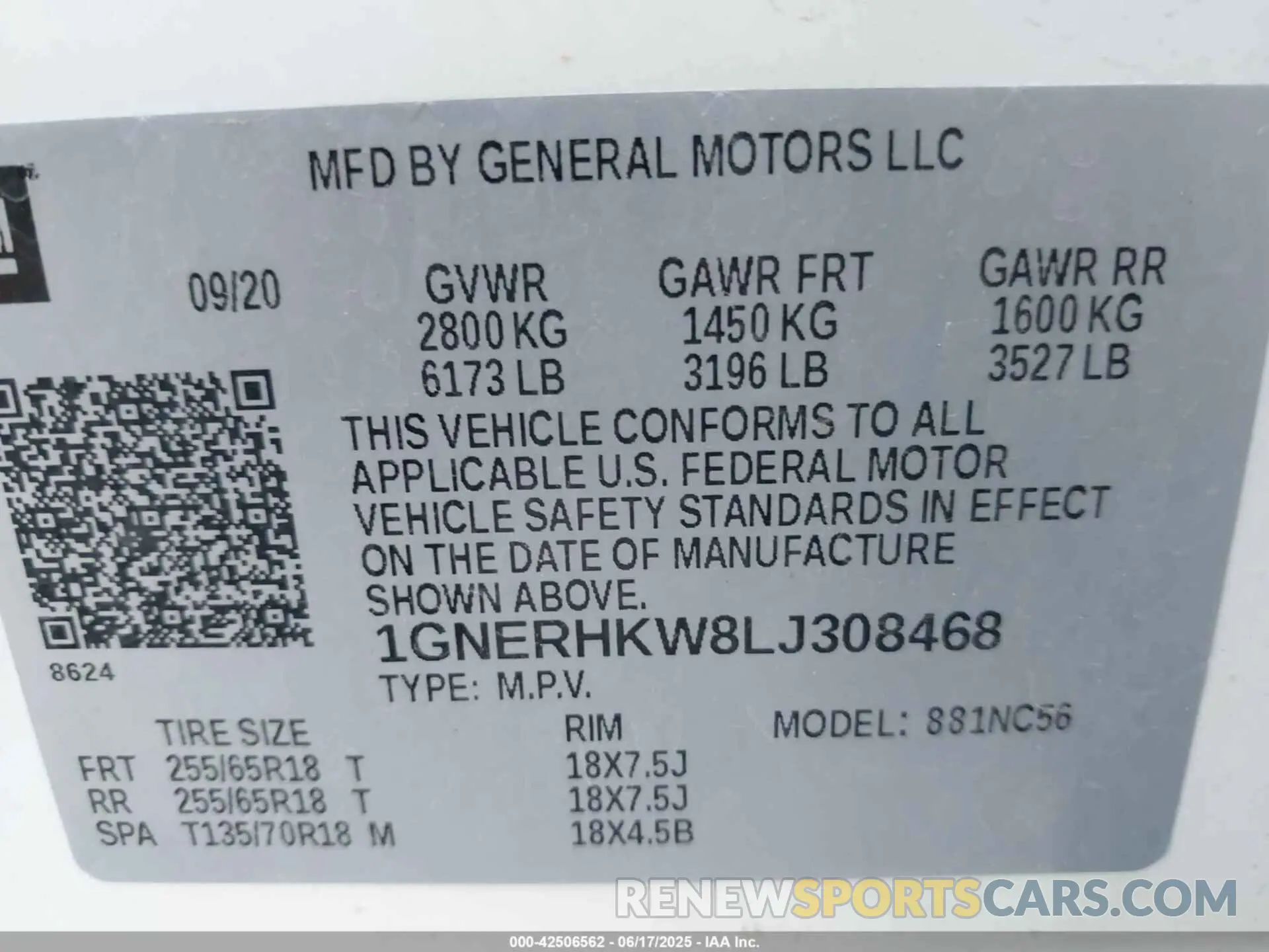 9 Photograph of a damaged car 1GNERHKW8LJ308468 CHEVROLET TRAVERSE 2020