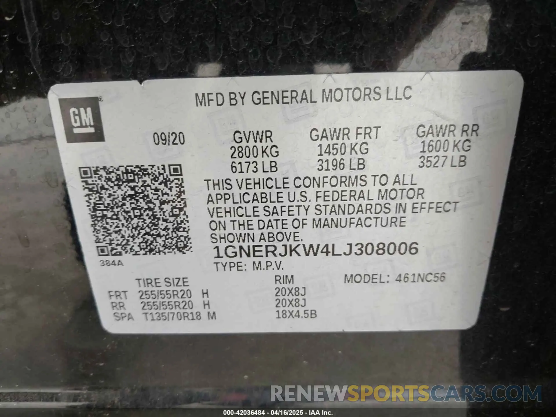 9 Photograph of a damaged car 1GNERJKW4LJ308006 CHEVROLET TRAVERSE 2020