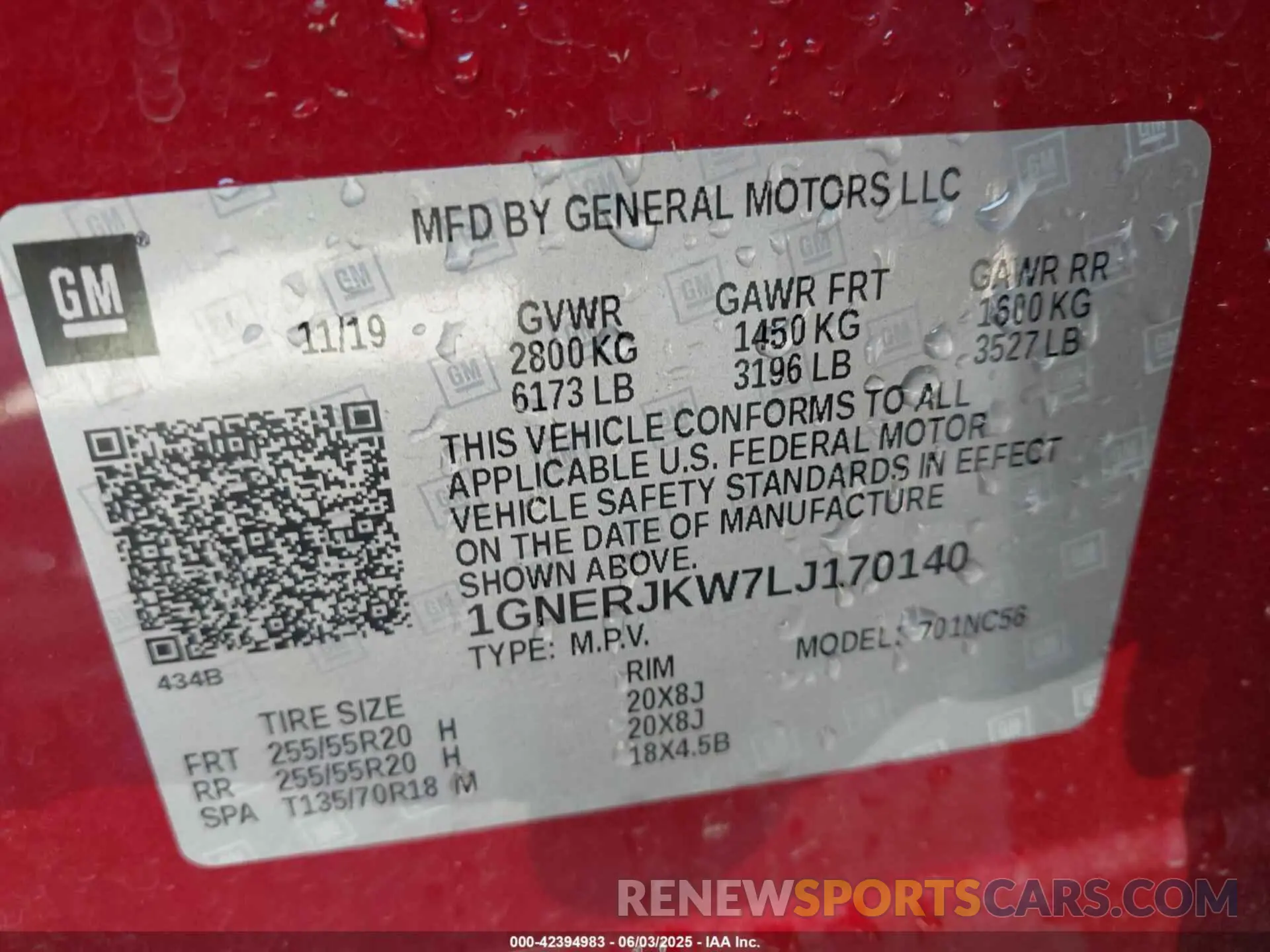 9 Photograph of a damaged car 1GNERJKW7LJ170140 CHEVROLET TRAVERSE 2020