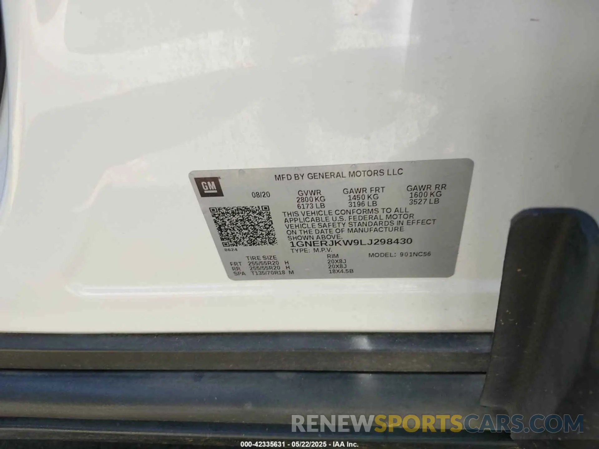9 Photograph of a damaged car 1GNERJKW9LJ298430 CHEVROLET TRAVERSE 2020