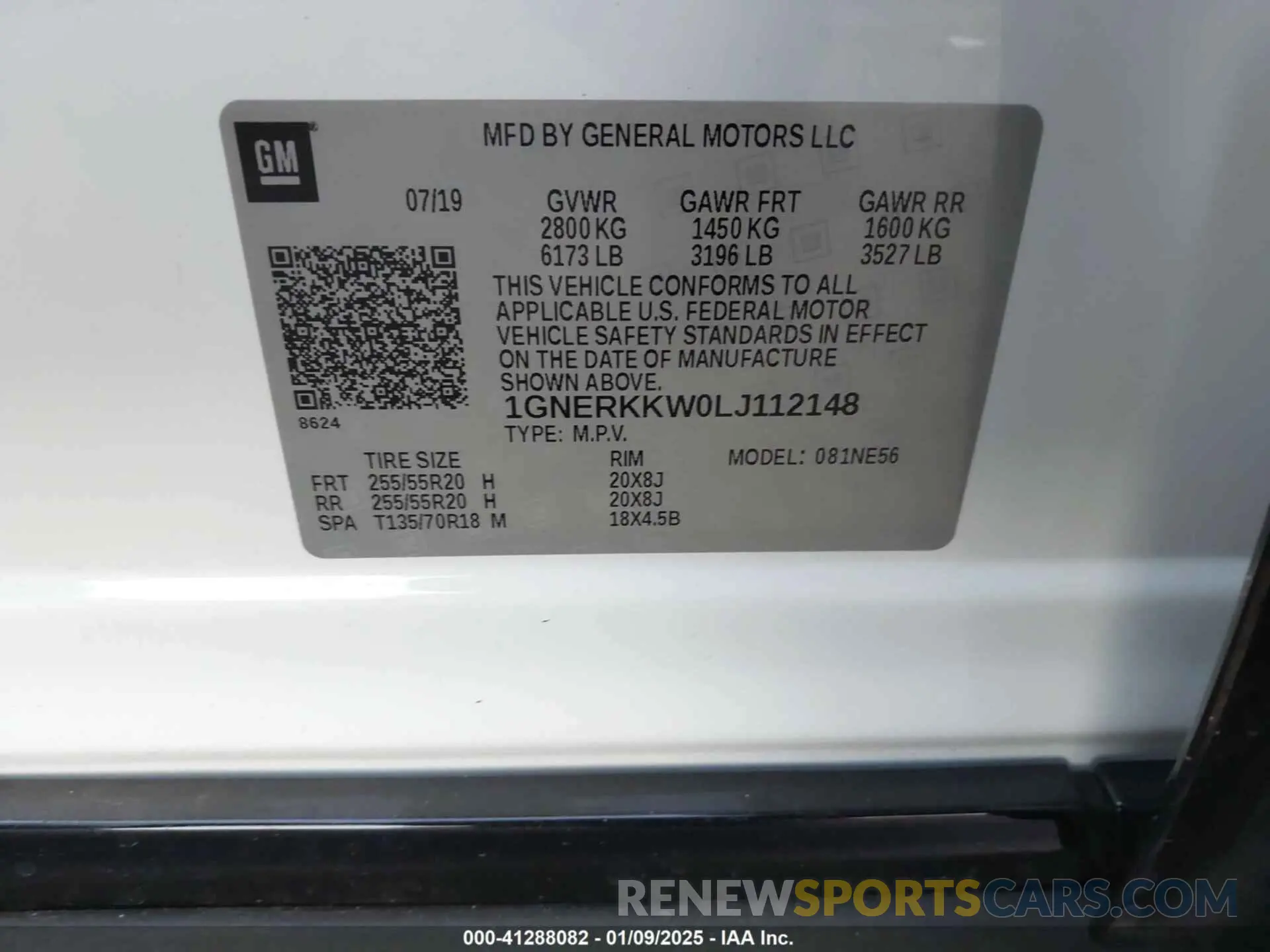9 Photograph of a damaged car 1GNERKKW0LJ112148 CHEVROLET TRAVERSE 2020