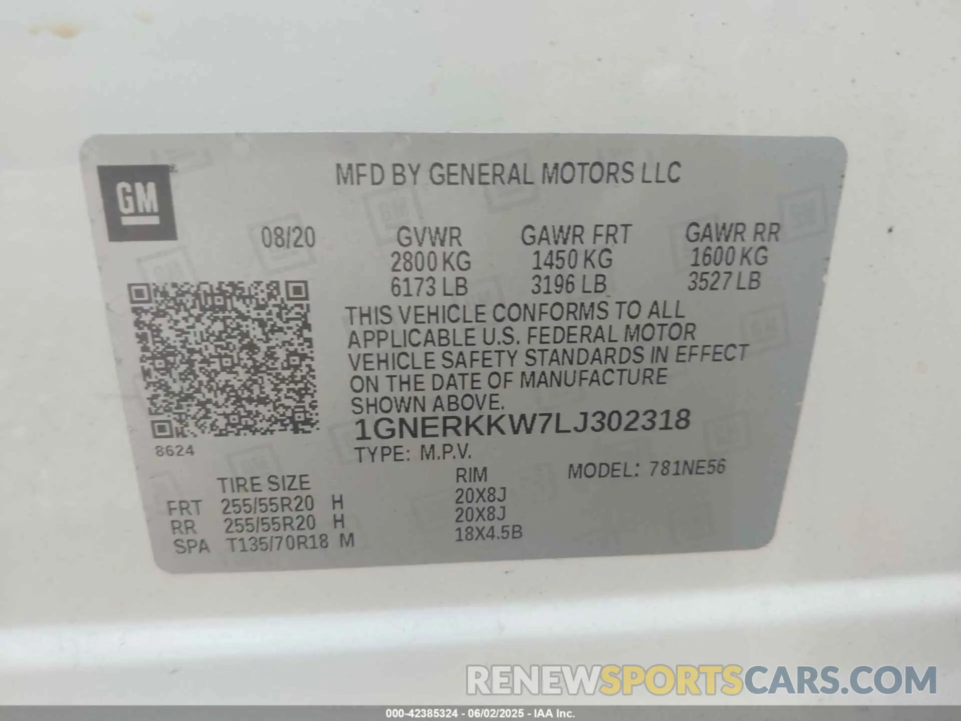 9 Photograph of a damaged car 1GNERKKW7LJ302318 CHEVROLET TRAVERSE 2020