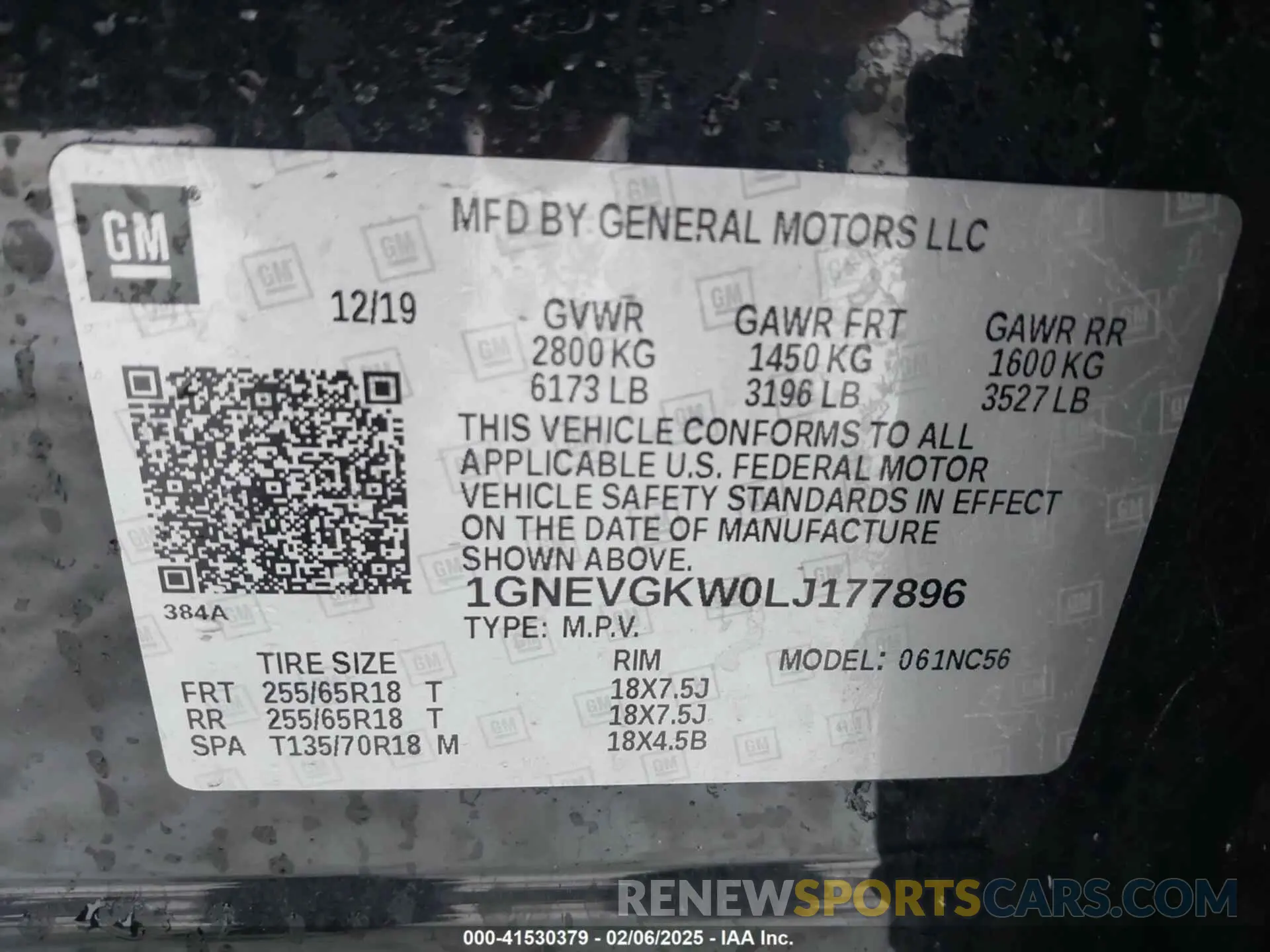 9 Photograph of a damaged car 1GNEVGKW0LJ177896 CHEVROLET TRAVERSE 2020
