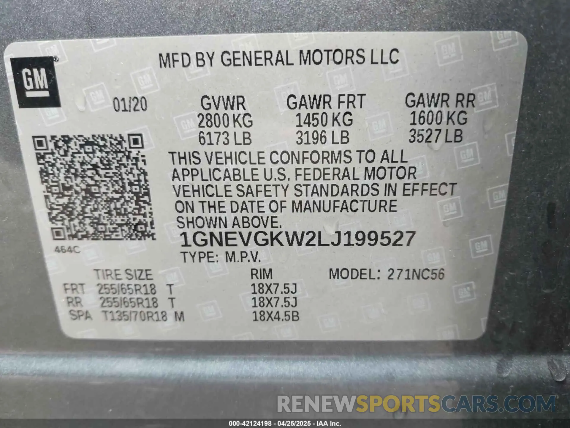 9 Photograph of a damaged car 1GNEVGKW2LJ199527 CHEVROLET TRAVERSE 2020