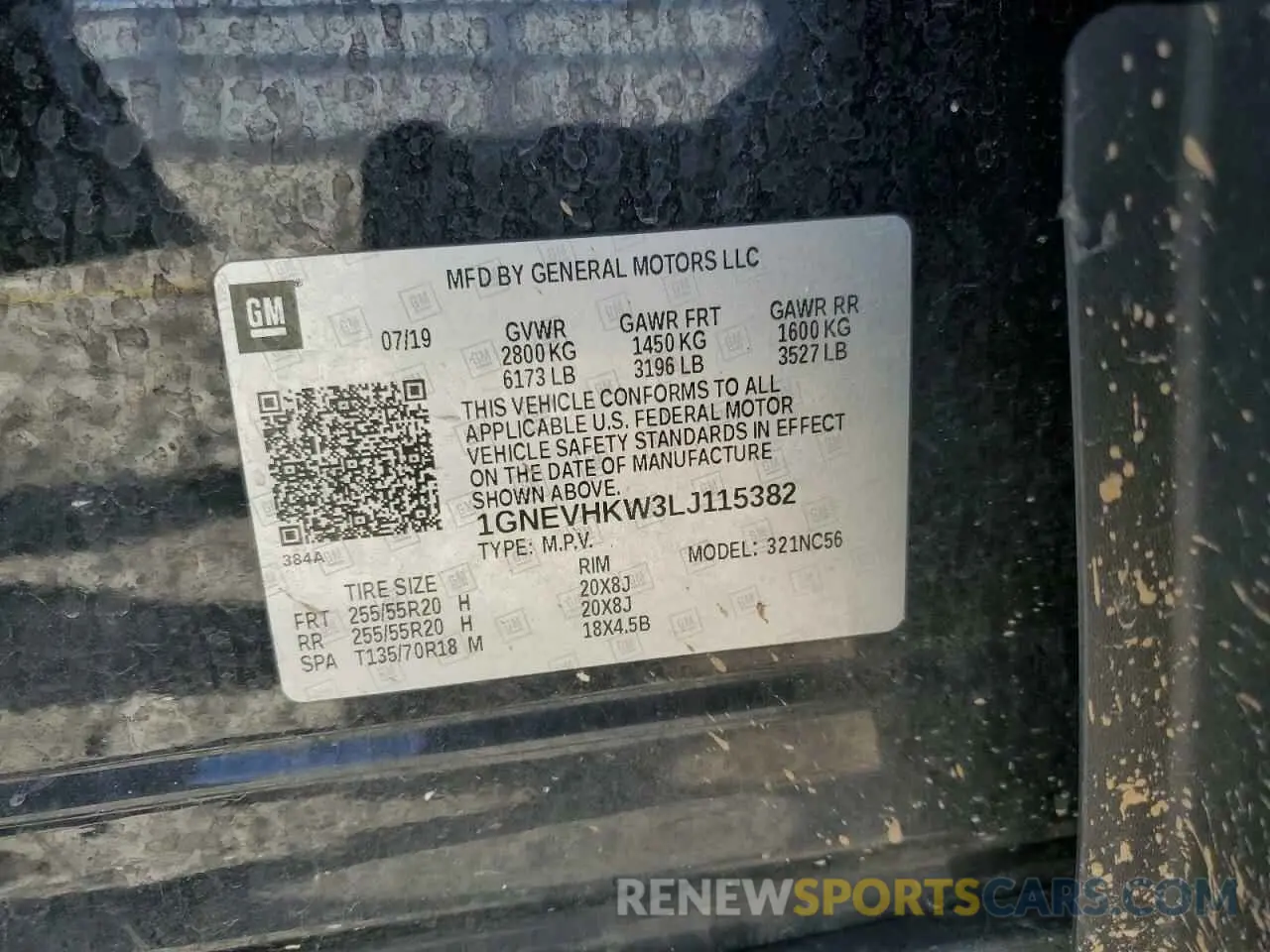 13 Photograph of a damaged car 1GNEVHKW3LJ115382 CHEVROLET TRAVERSE 2020
