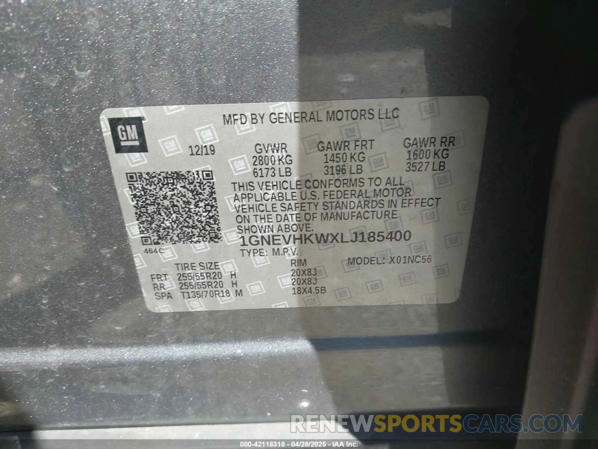 9 Photograph of a damaged car 1GNEVHKWXLJ185400 CHEVROLET TRAVERSE 2020