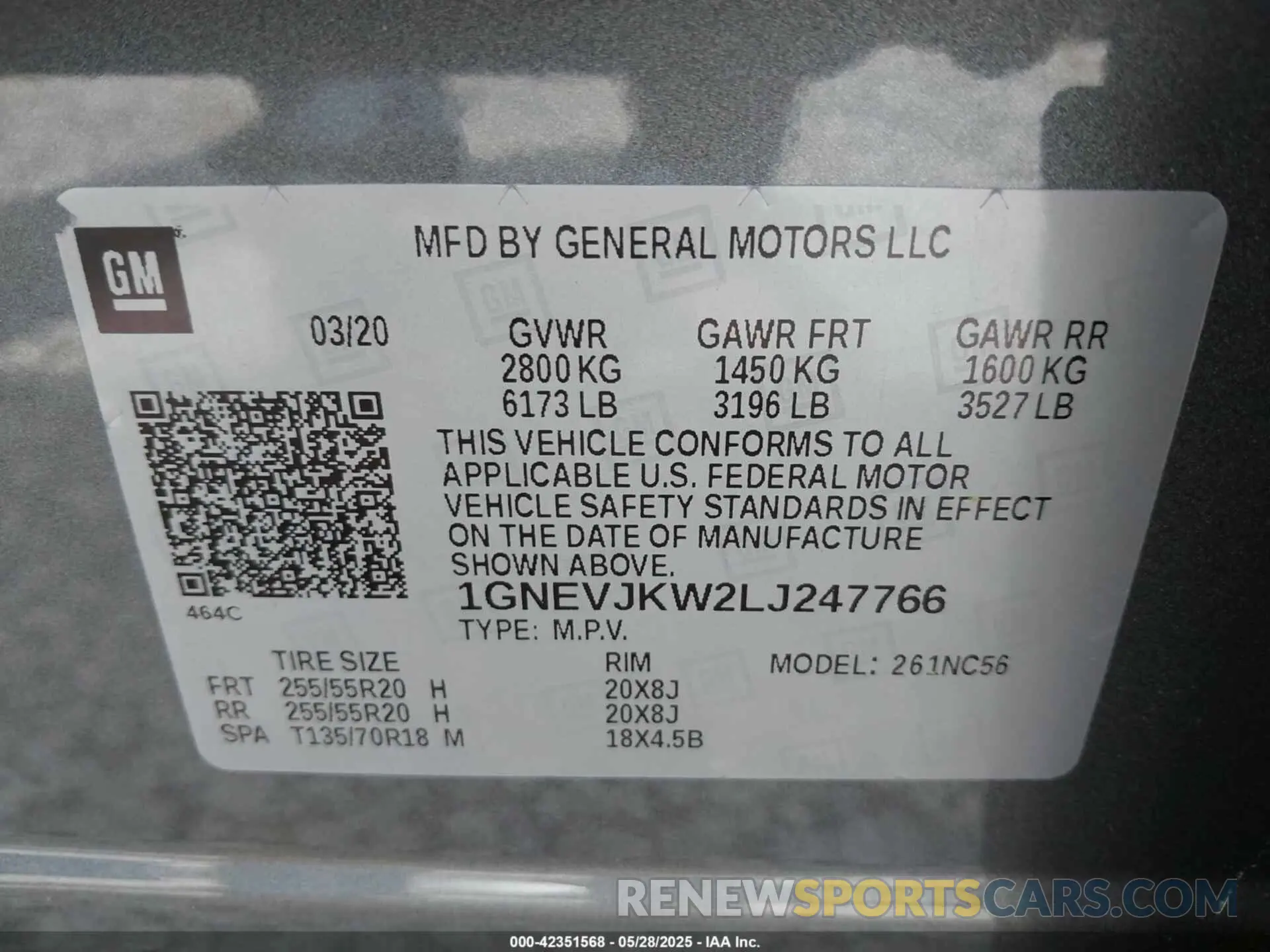 9 Photograph of a damaged car 1GNEVJKW2LJ247766 CHEVROLET TRAVERSE 2020