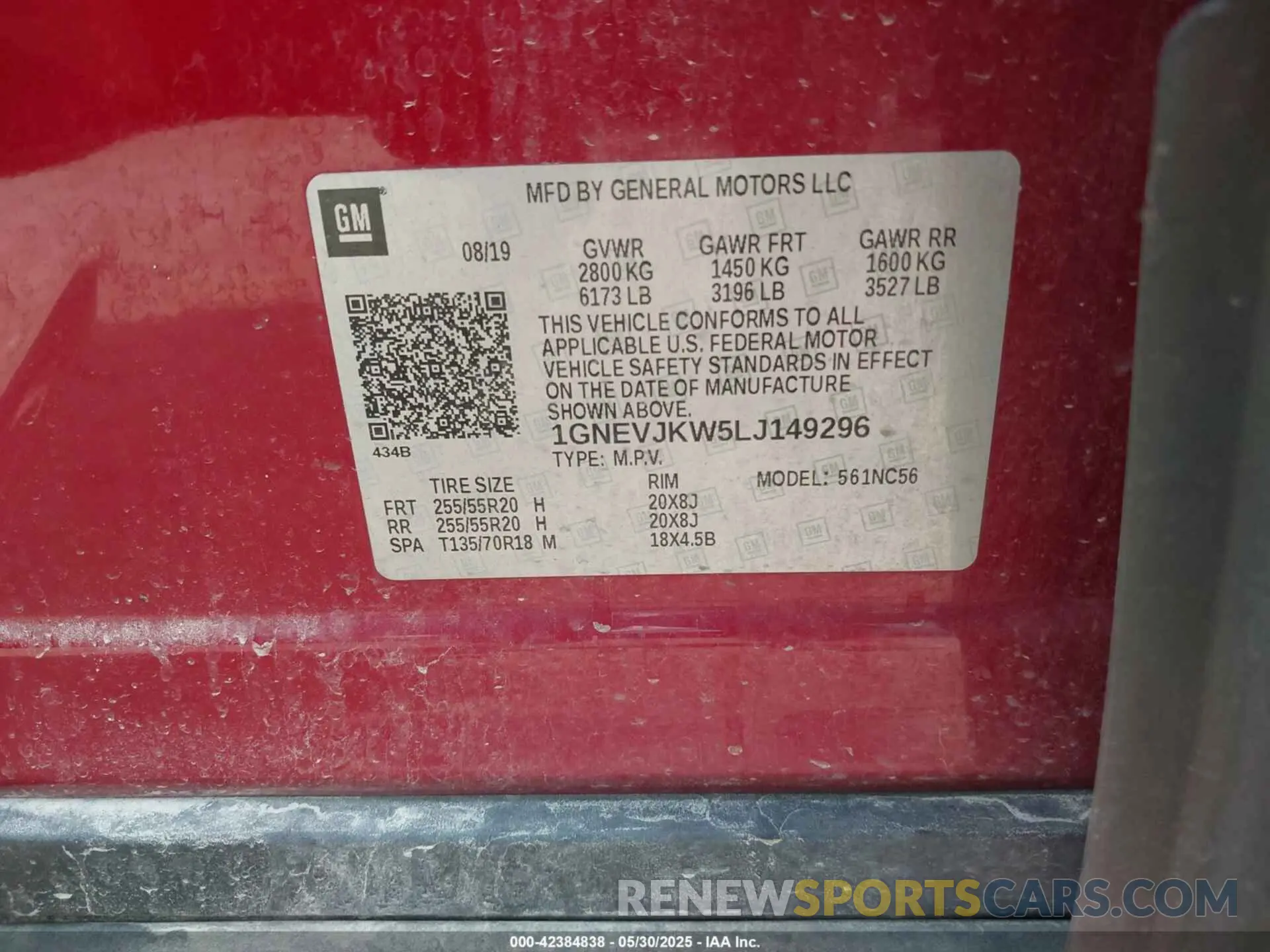 9 Photograph of a damaged car 1GNEVJKW5LJ149296 CHEVROLET TRAVERSE 2020