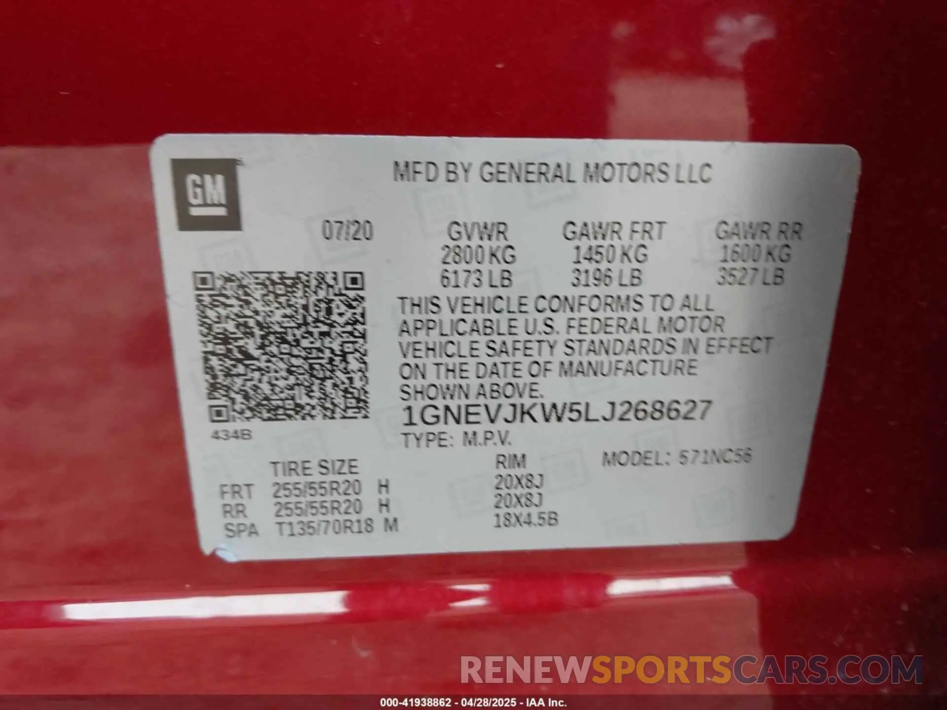 9 Photograph of a damaged car 1GNEVJKW5LJ268627 CHEVROLET TRAVERSE 2020
