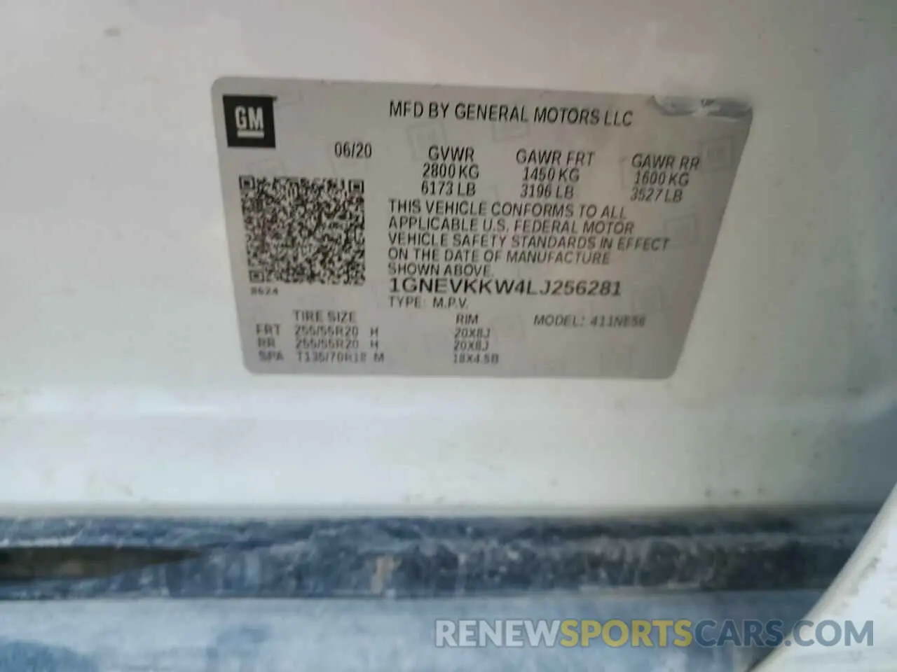 14 Photograph of a damaged car 1GNEVKKW4LJ256281 CHEVROLET TRAVERSE 2020