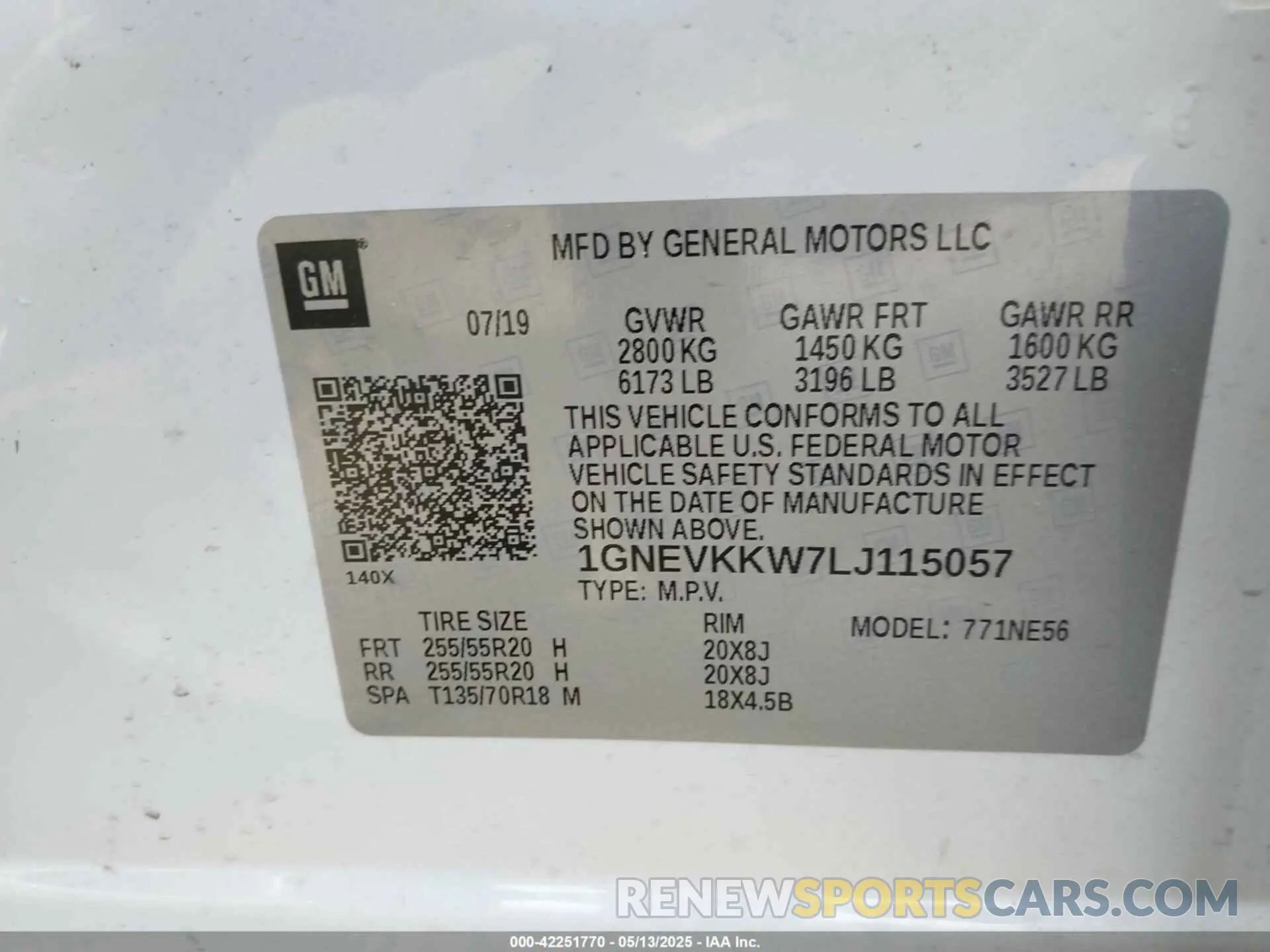 9 Photograph of a damaged car 1GNEVKKW7LJ115057 CHEVROLET TRAVERSE 2020