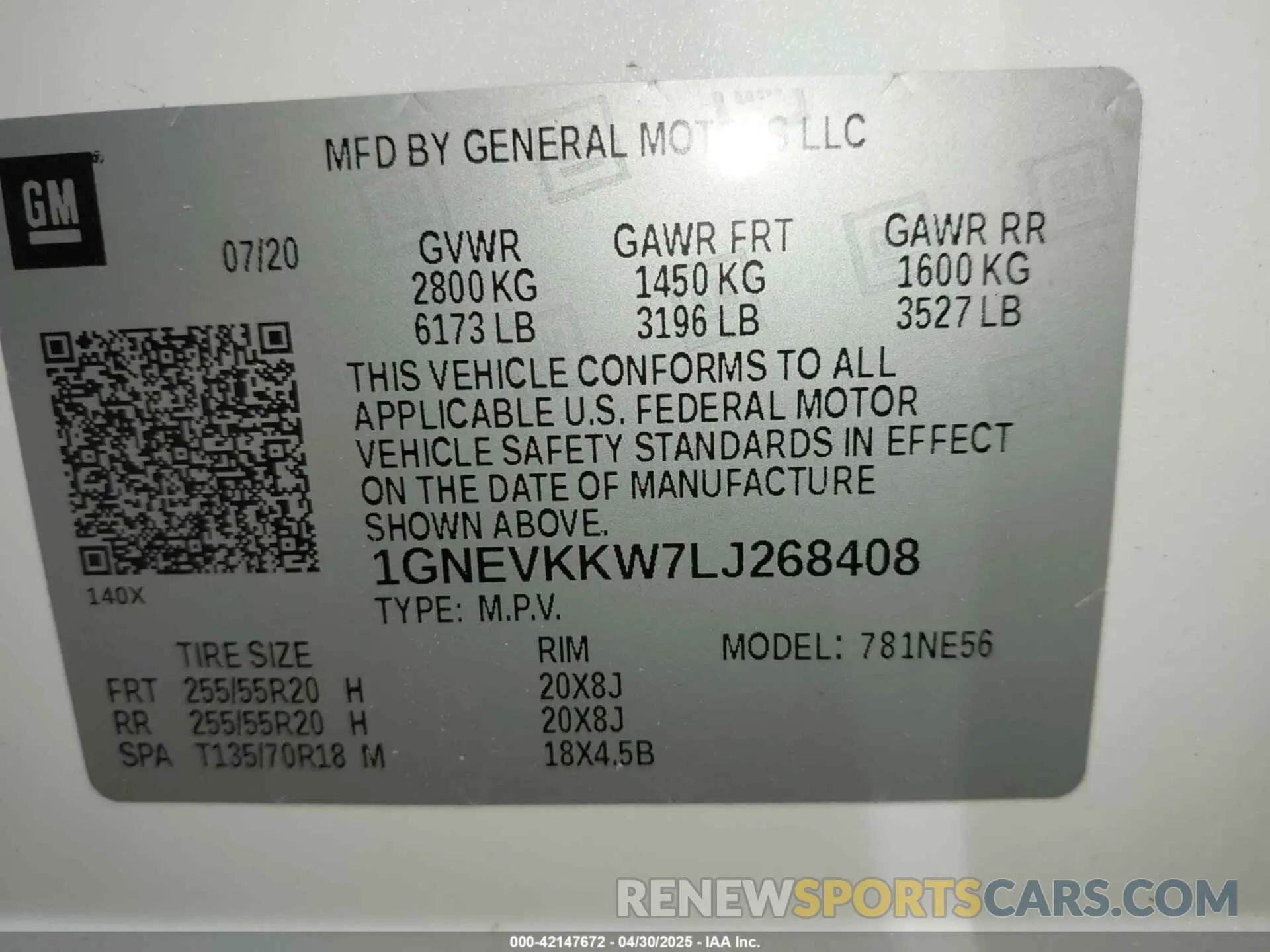 9 Photograph of a damaged car 1GNEVKKW7LJ268408 CHEVROLET TRAVERSE 2020