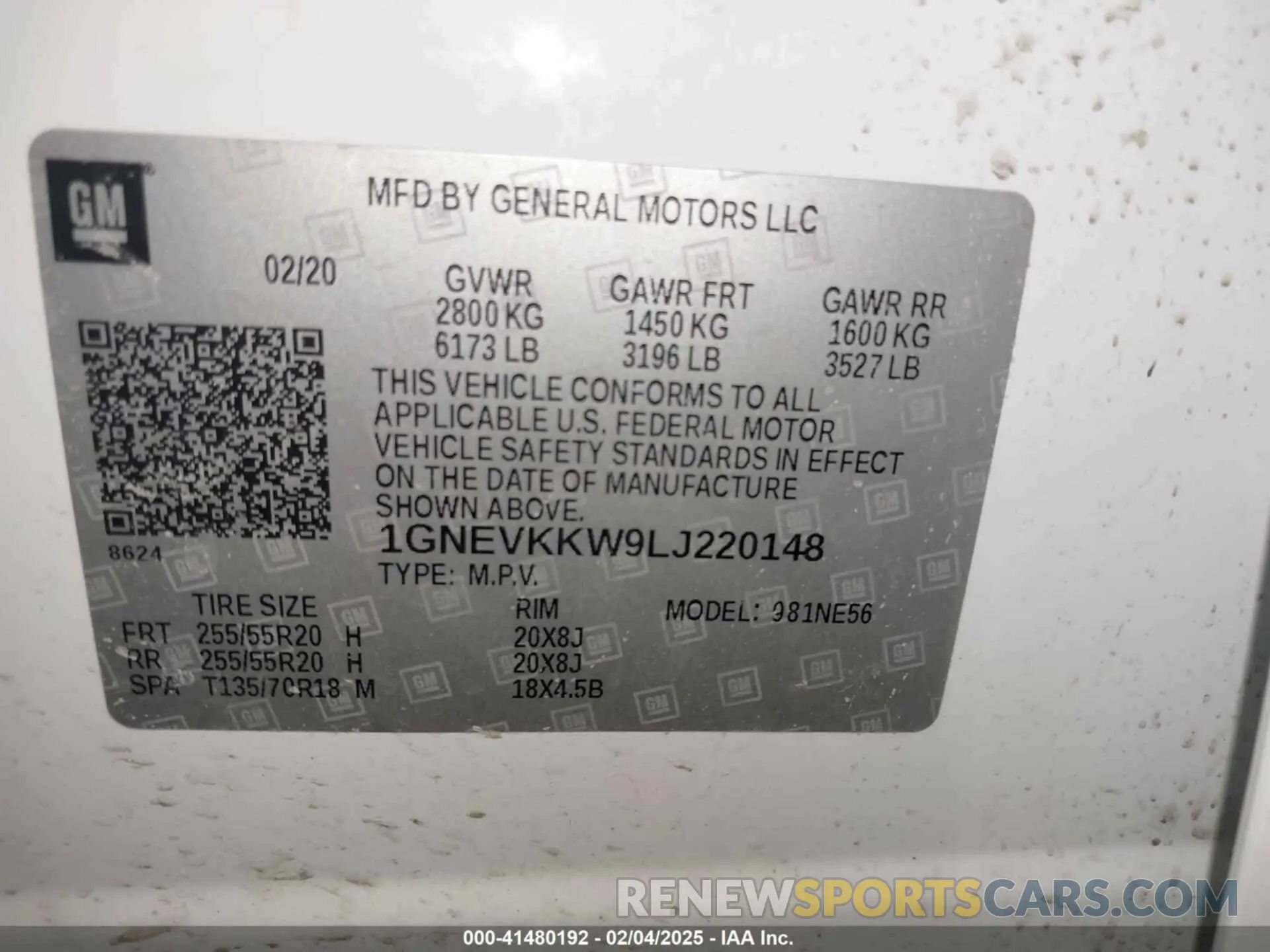 9 Photograph of a damaged car 1GNEVKKW9LJ220148 CHEVROLET TRAVERSE 2020