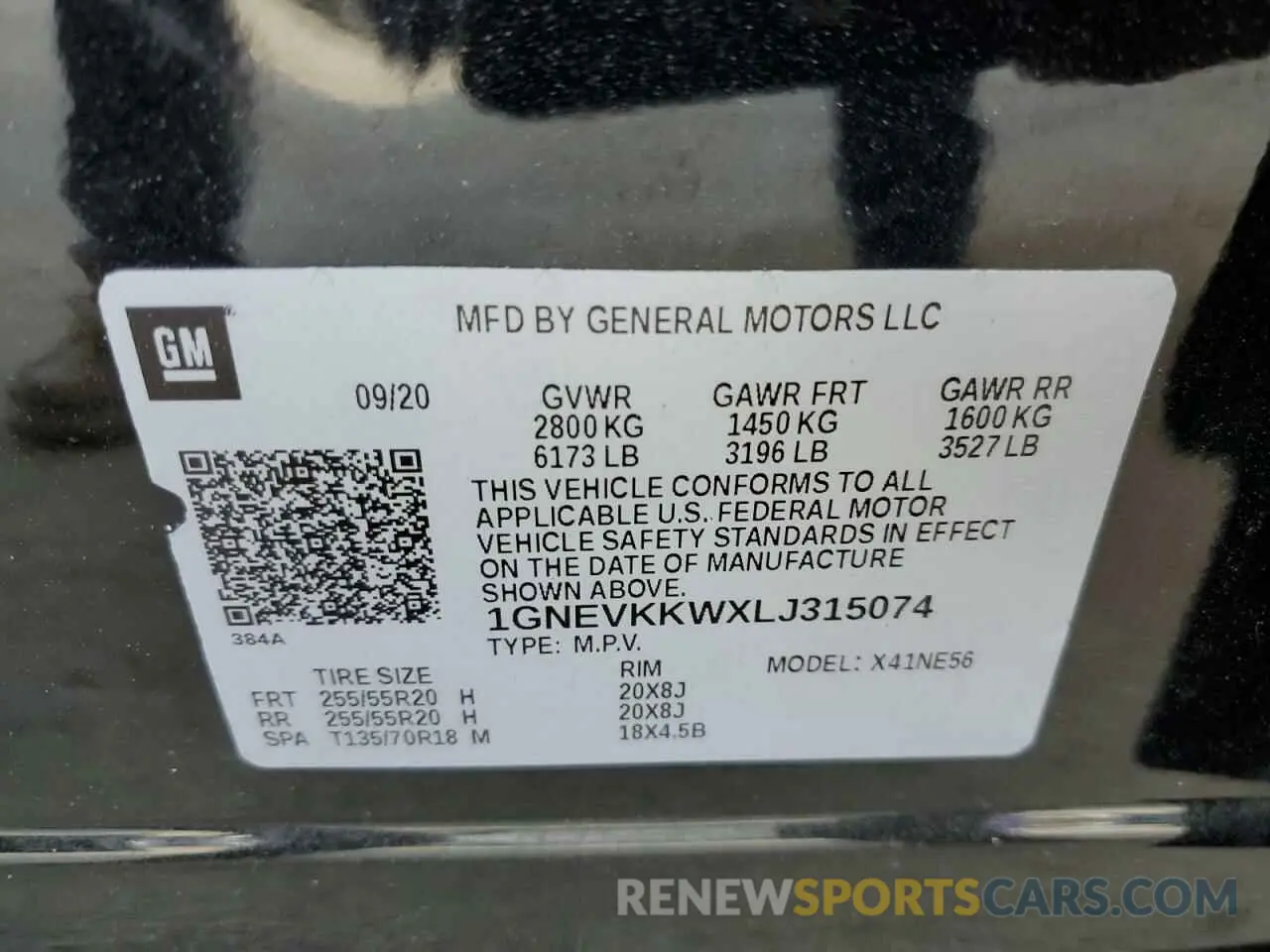 14 Photograph of a damaged car 1GNEVKKWXLJ315074 CHEVROLET TRAVERSE 2020
