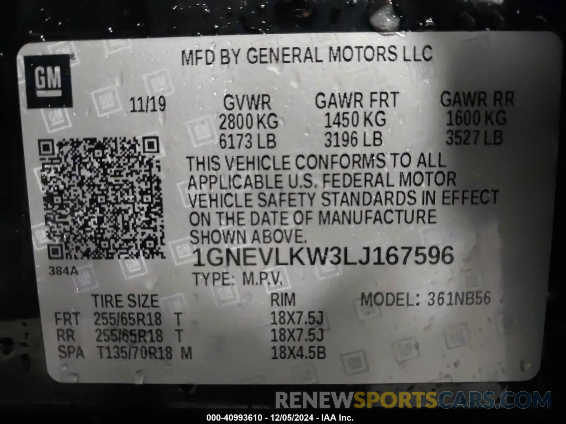 9 Photograph of a damaged car 1GNEVLKW3LJ167596 CHEVROLET TRAVERSE 2020