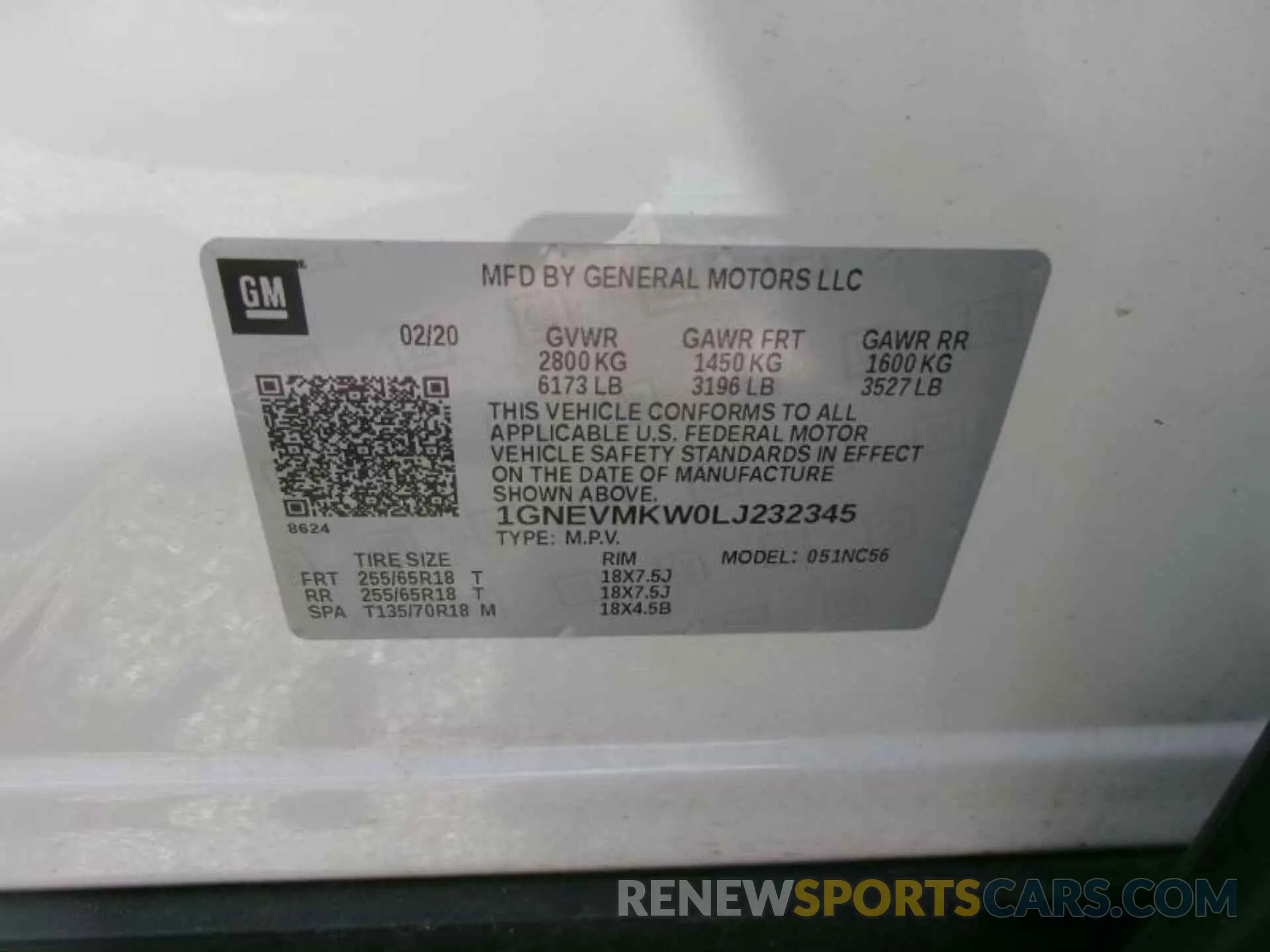 6 Photograph of a damaged car 1GNEVMKW0LJ232345 CHEVROLET TRAVERSE 2020
