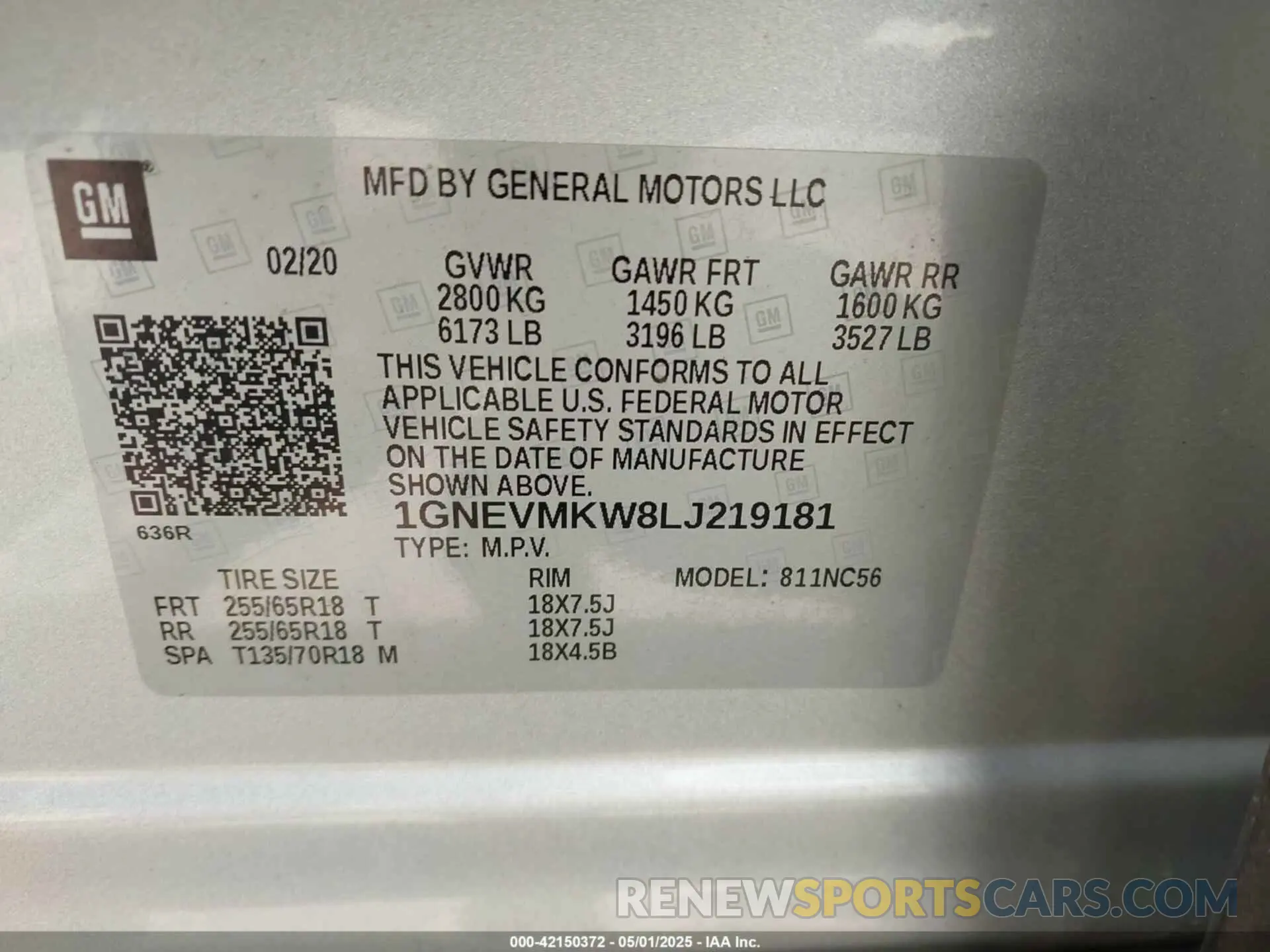 9 Photograph of a damaged car 1GNEVMKW8LJ219181 CHEVROLET TRAVERSE 2020