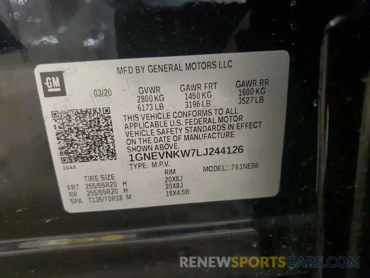 15 Photograph of a damaged car 1GNEVNKW7LJ244126 CHEVROLET TRAVERSE 2020