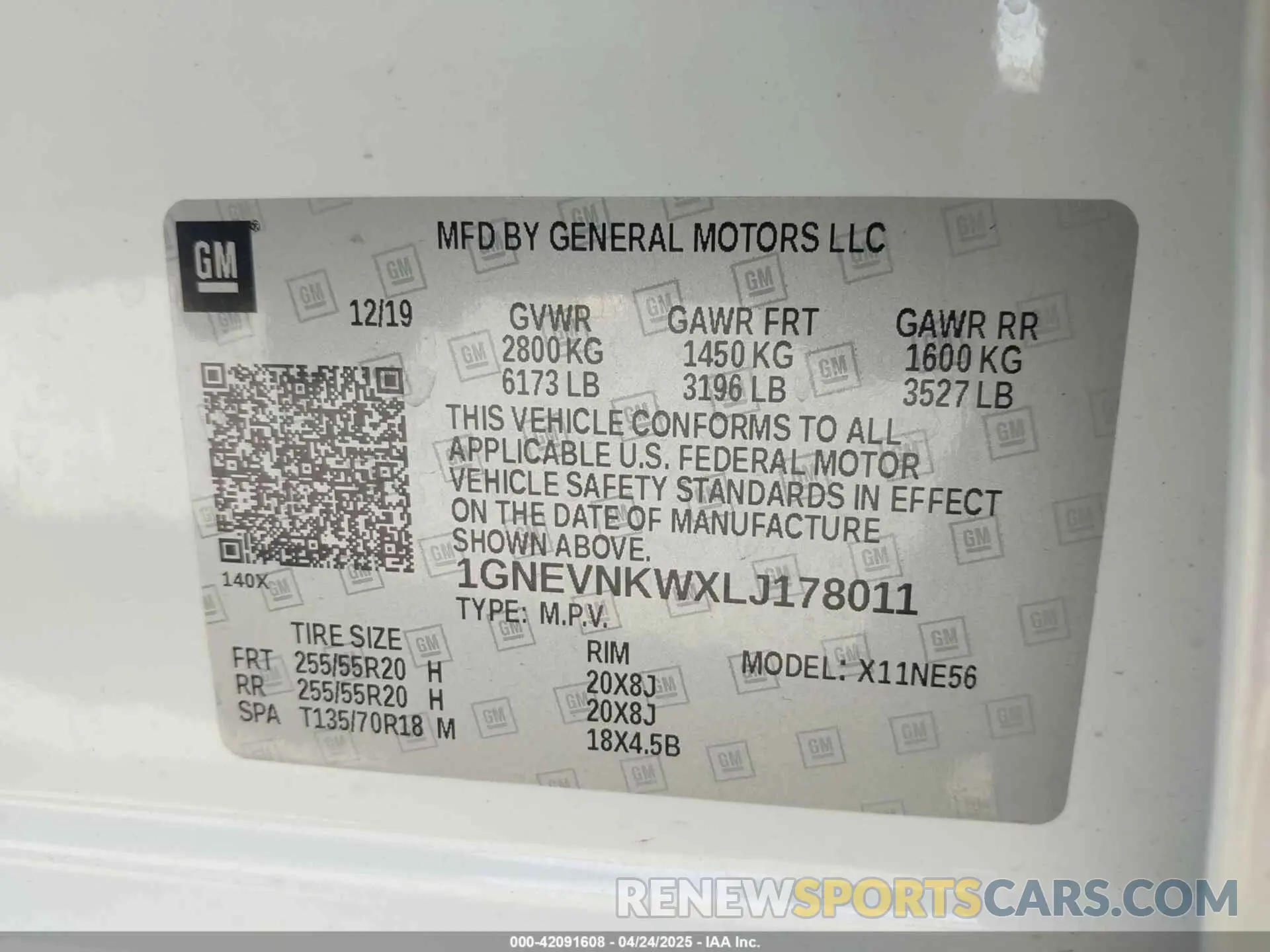 9 Photograph of a damaged car 1GNEVNKWXLJ178011 CHEVROLET TRAVERSE 2020
