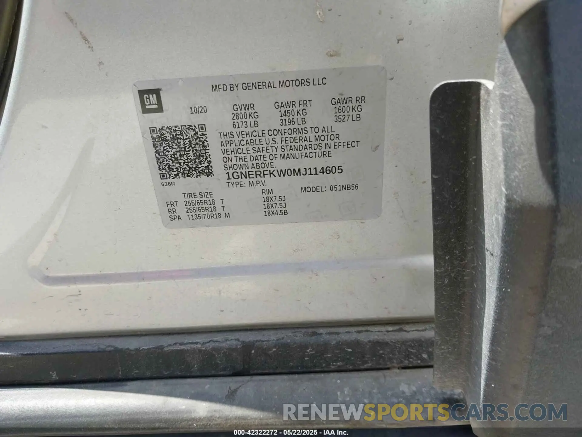9 Photograph of a damaged car 1GNERFKW0MJ114605 CHEVROLET TRAVERSE 2021