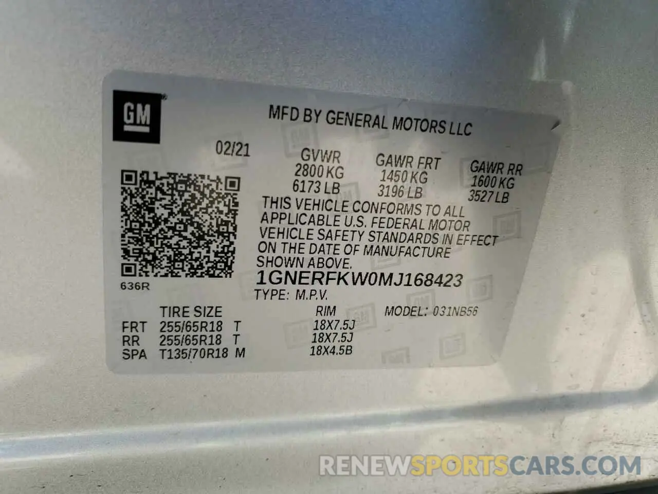 12 Photograph of a damaged car 1GNERFKW0MJ168423 CHEVROLET TRAVERSE 2021