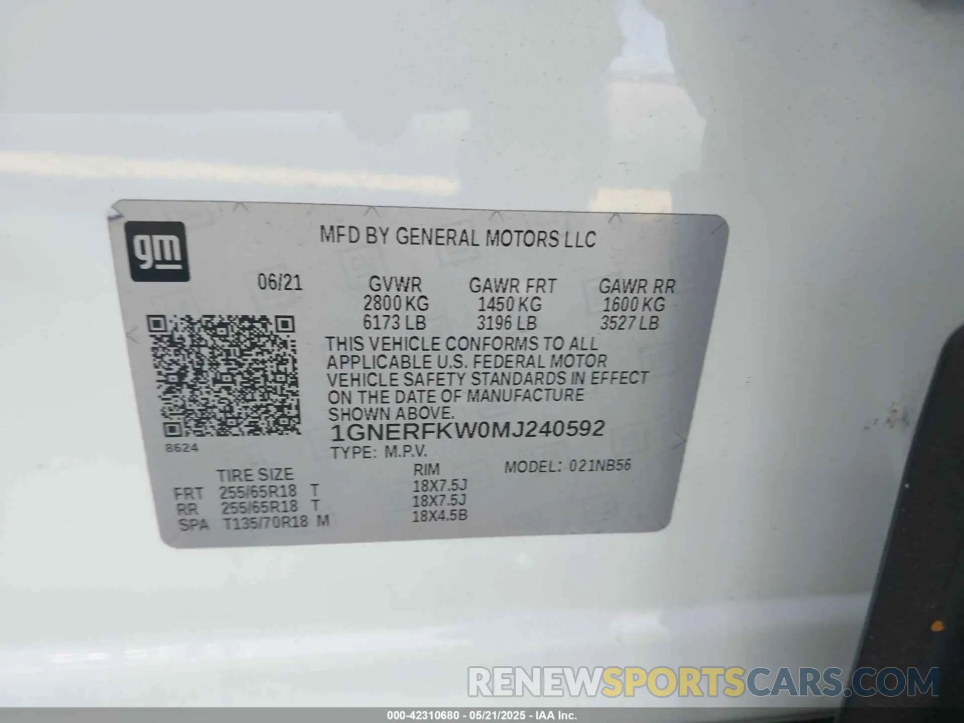 9 Photograph of a damaged car 1GNERFKW0MJ240592 CHEVROLET TRAVERSE 2021